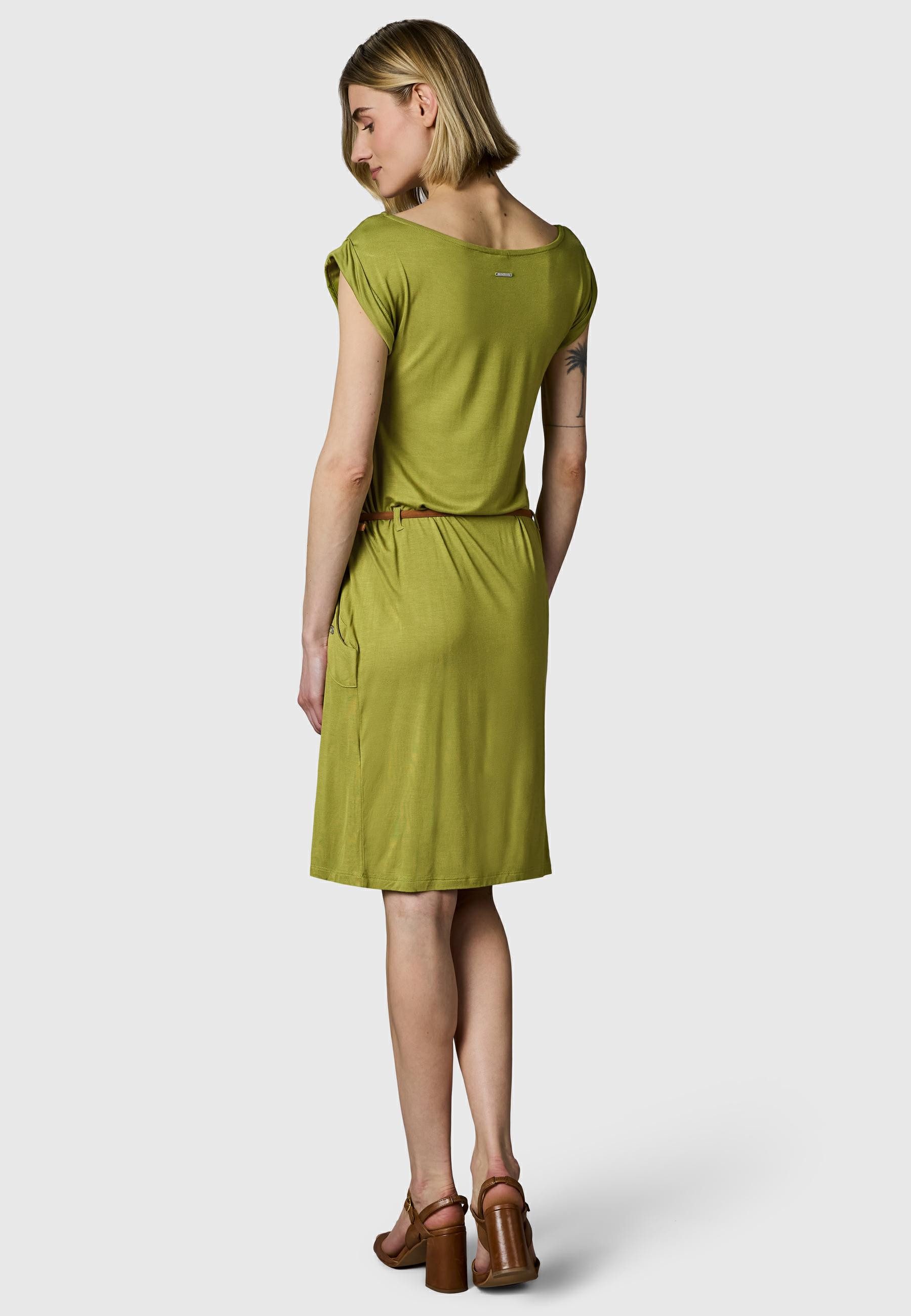 Ragwear Sommerkleid Tagg Damen Kurzarm-Kleid mit Taillengürtel und Taschen