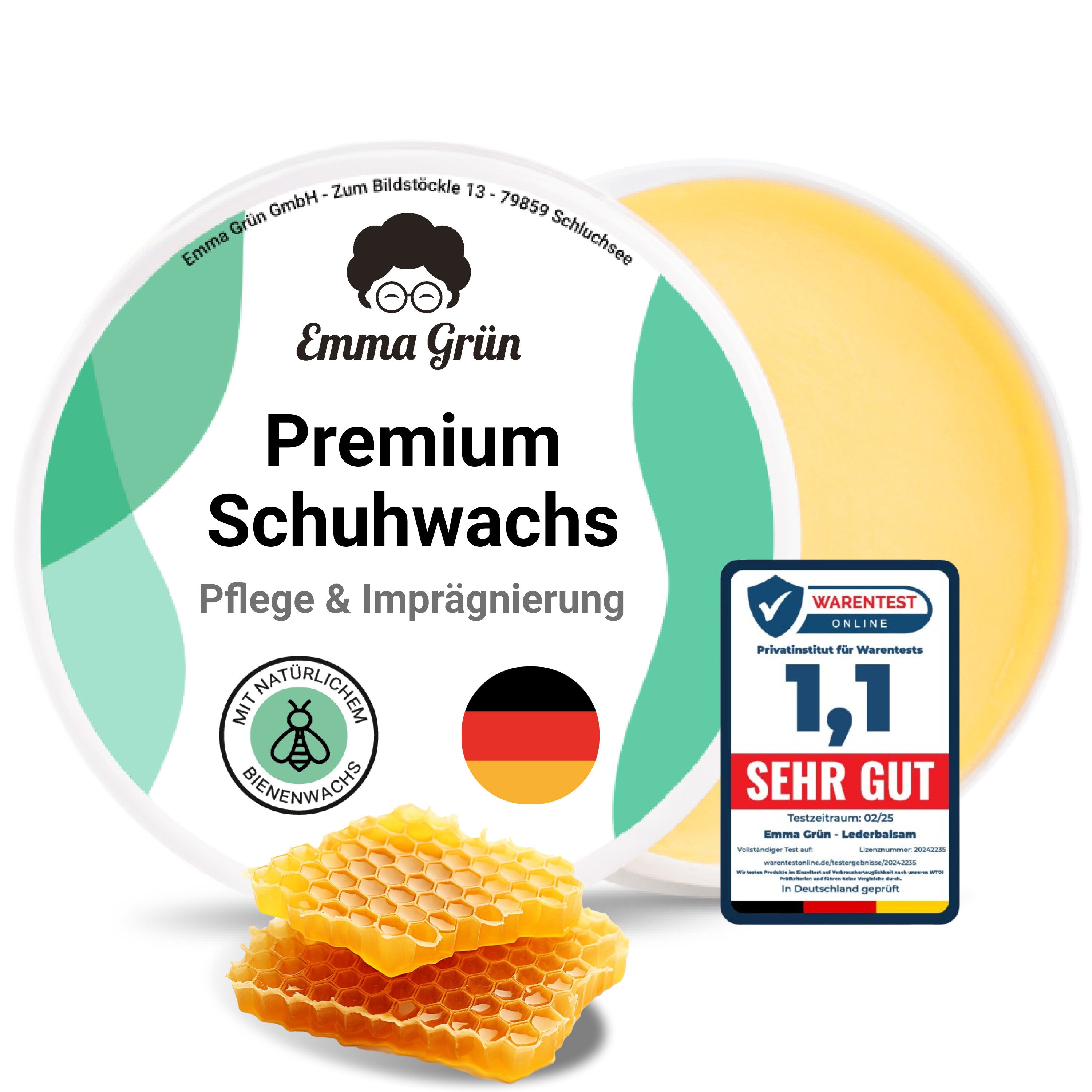 Emma Grün Schuhwachs Schuhreiniger (Einzelset, [- Pflegt mit Bienenwachs)