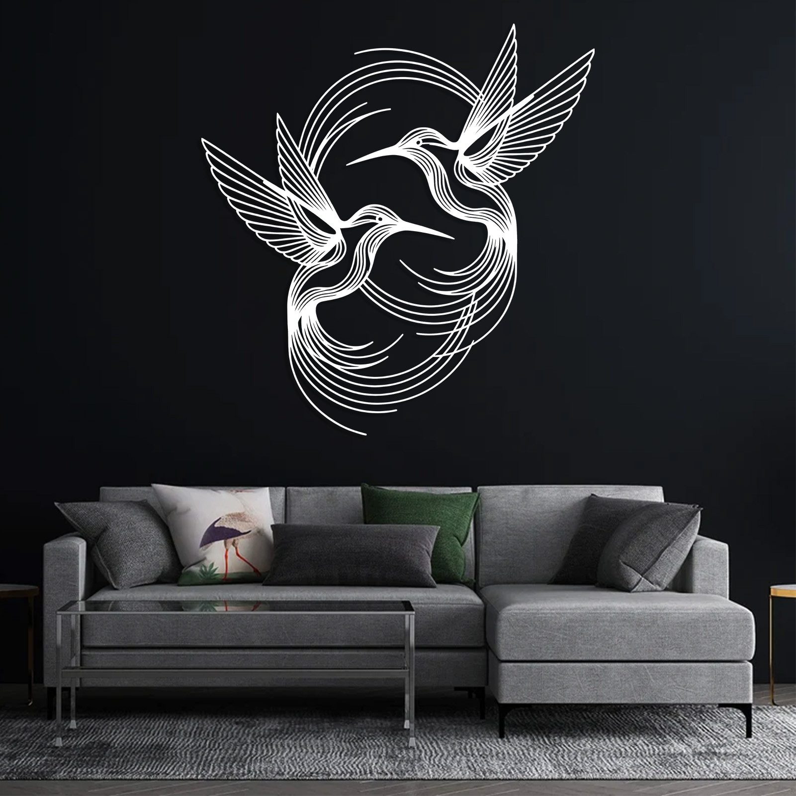 Jumpeak Wanddekoobjekt Kolibri-Wanddekoration, Symmetrische Tiere, Dynamik, Natur,Linienkunst, Metall, 4 Farben, 2 Größen, Minimalismus, Künstlerische Vögel, Modern