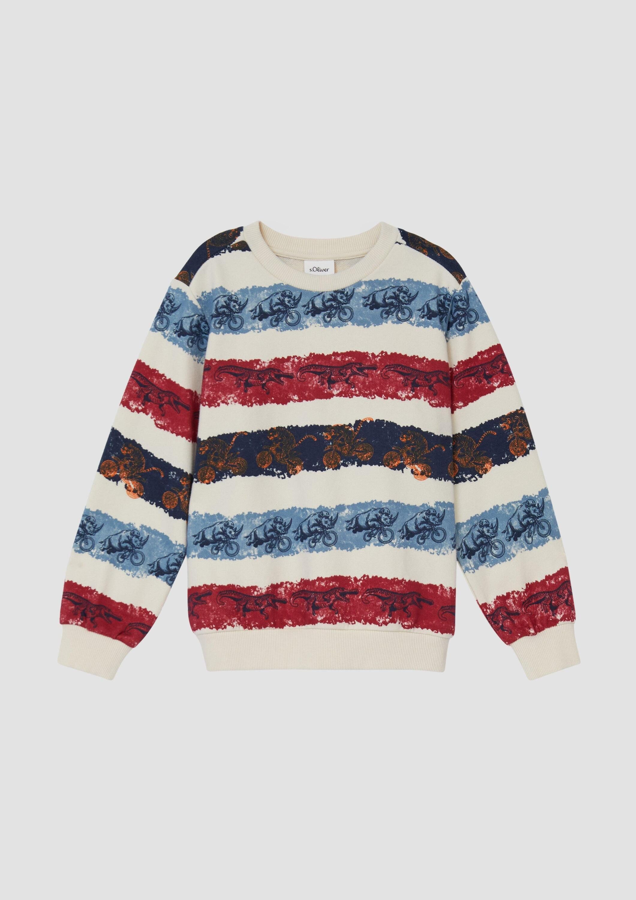 s.Oliver Sweatshirt Sweatshirt Sweatshirt aus Baumwollmix mit All-over-Print