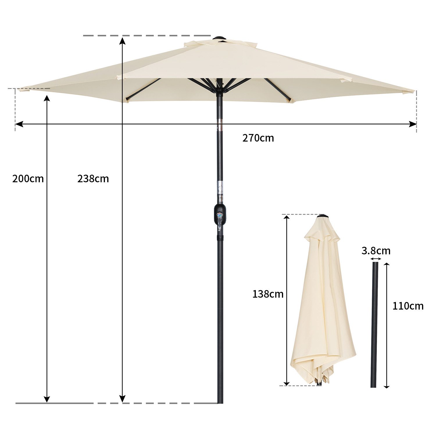 Angel Living Sonnenschirm Ø 270 cm, günstig online kaufen