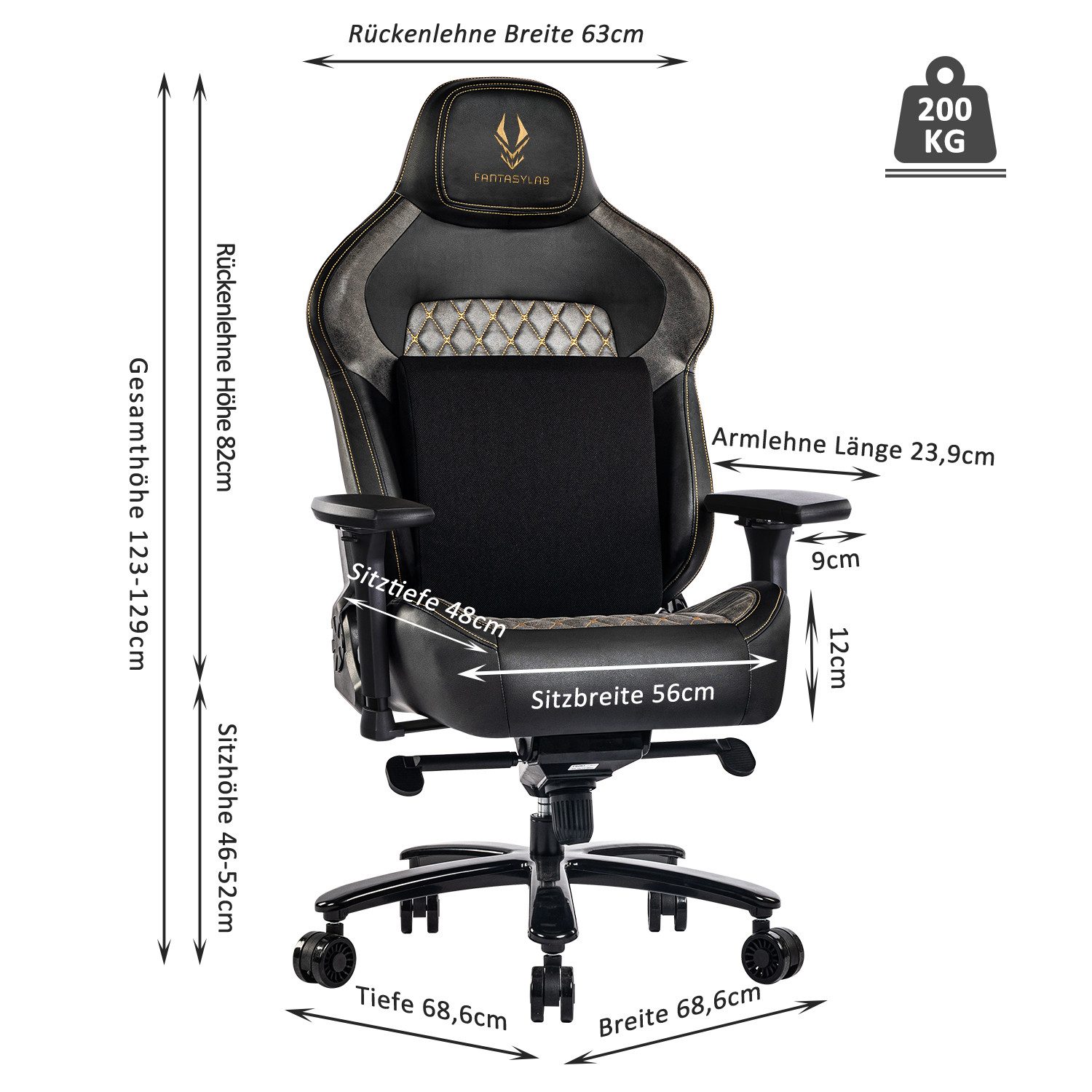FANTASYLAB Gaming-Stuhl 200KG Gamingstuhl, 4D, verstellbare günstig online kaufen