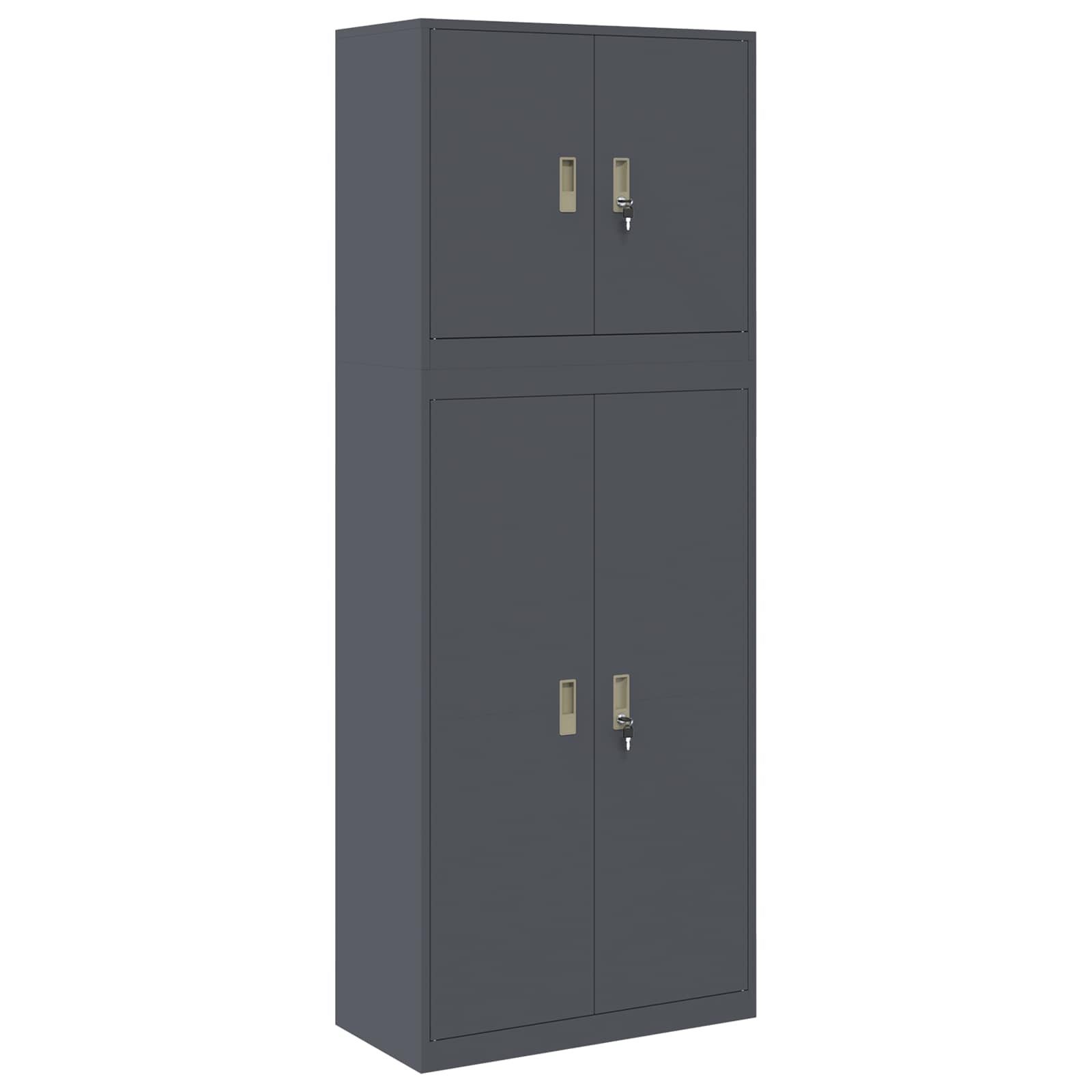 vidaXL Aktenschrank 80 x 40 x 210 cm Aktenschrank Aufbewahrungsschrank 2 stk Anthrazit 80x