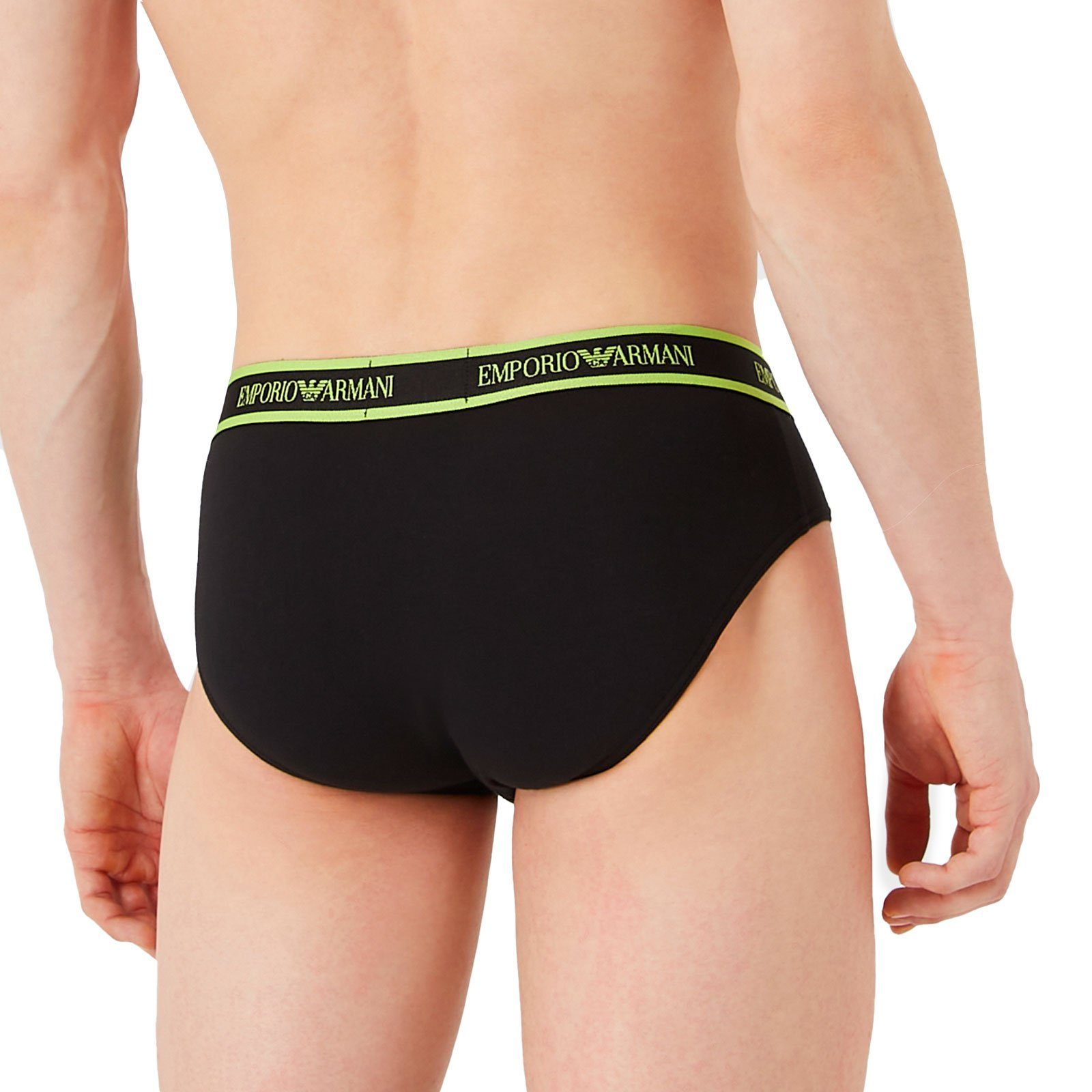 Slip Emporio lime Stretch Markenschriftzug Cotton mit Armani / (3-St., Pack) Brief umlaufenden 18521 black 3er black pr. /