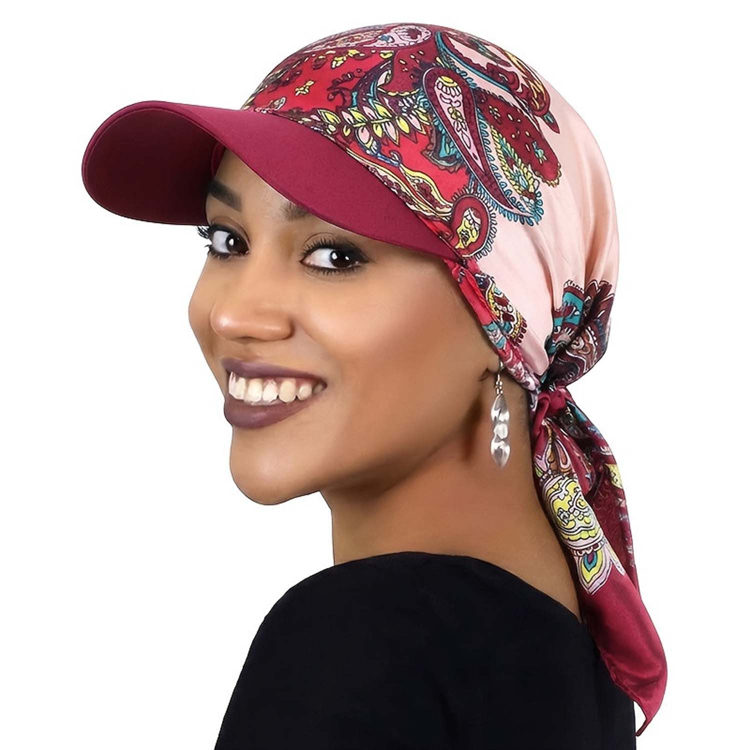 nsihing Turbanmütze Mütze mit Kopftuch für Damen Kopftuch mit Krempenvisier
