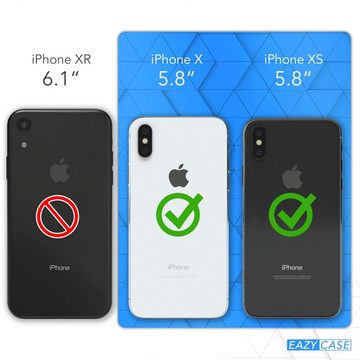 EAZY CASE Handykette Silikonhülle mit Kette für iPhone X / iPhone XS 5,8 Zoll, Ketten Hülle Transparent Case Kettenhülle abnehmbare Kordel Schwarz