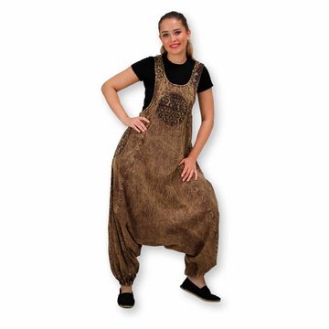 KUNST UND MAGIE Latzhose Hippie Latzhose Haremshose 70er Jumpsuit Overall Blume des Lebens