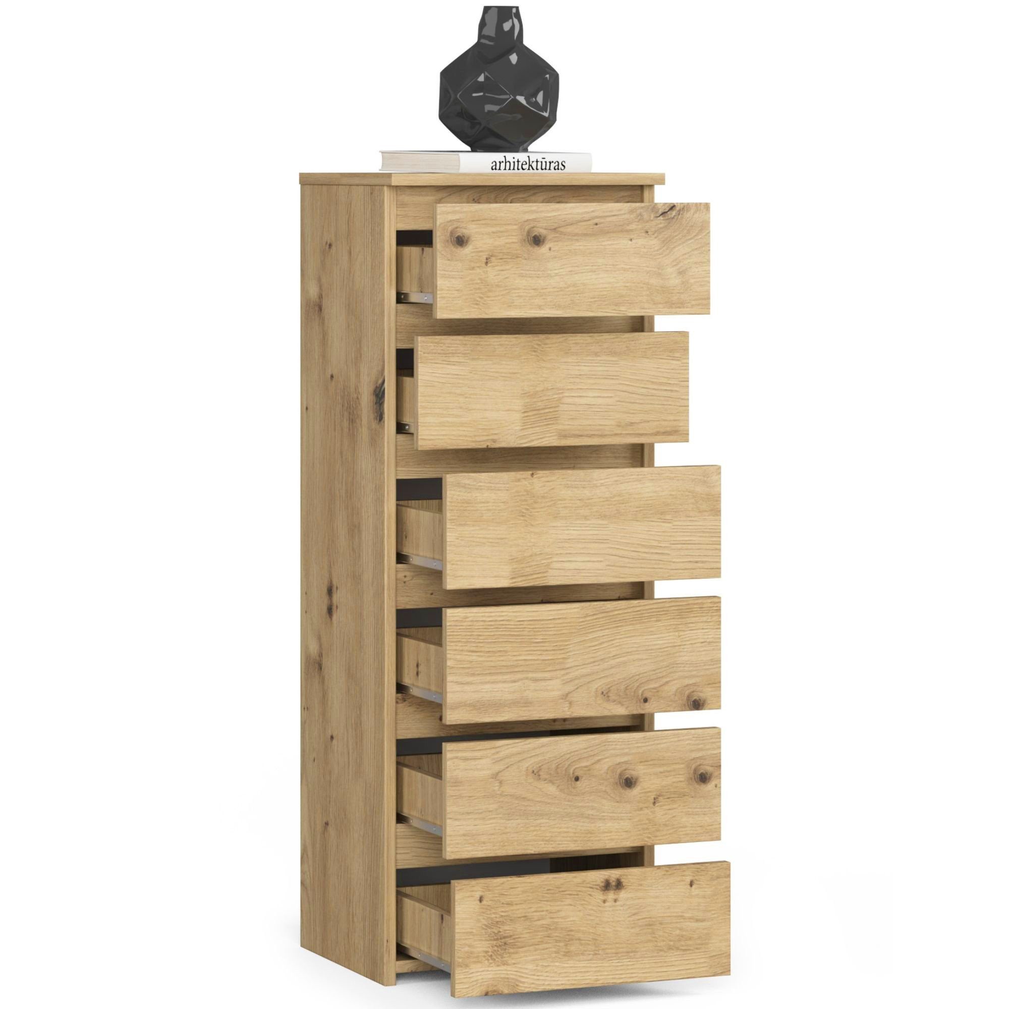 Raumhirsch Furniture Kommode mit 6 Schubladen 40 cm breit Holz Schrank, (viele Farbvarianten - Maße: 109 x 40 x 35 cm) - Hochwertig & stabil