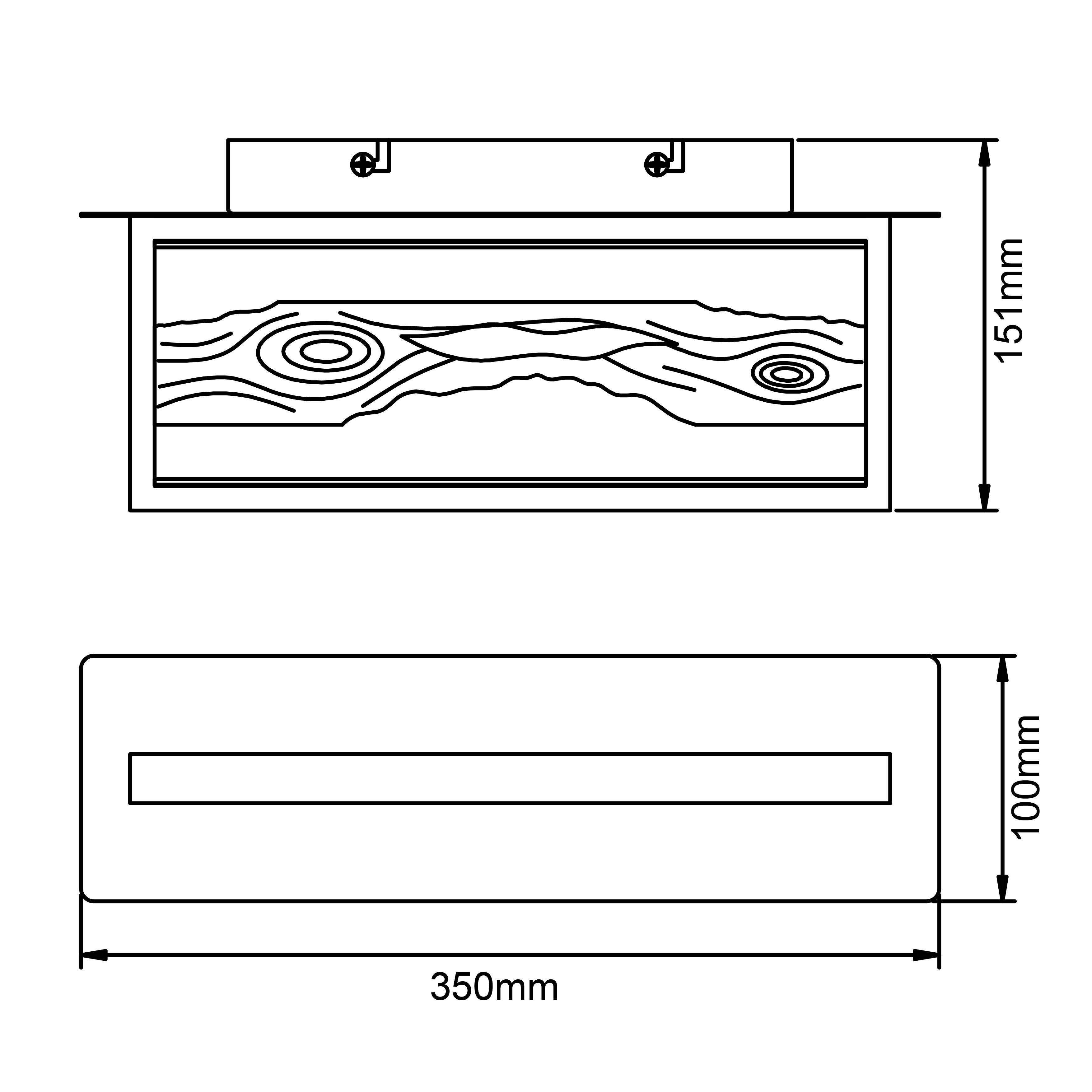 3000 Wandlampe, fest cm integriert, LED K, warmweiß, Wandleuchte, LED Lightbox 930 35 Breite, Metall/Holz, schwarz/braun lm LED