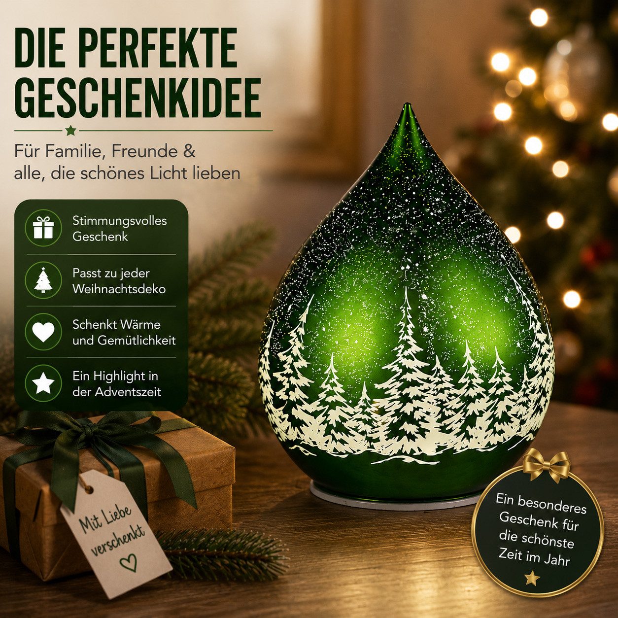 formano LED Dekolicht LED Deko-Tropfen 21 cm drehend mit Timer 6h/18h Weihnachtsdeko, LED fest integriert – Bild 5 von 5