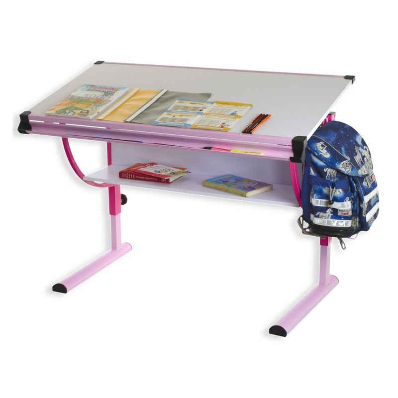 IDIMEX Kinderschreibtisch CARINA, Kinderschreibtisch Schreibtisch für Kinder Schüler Jugend höhenverstel