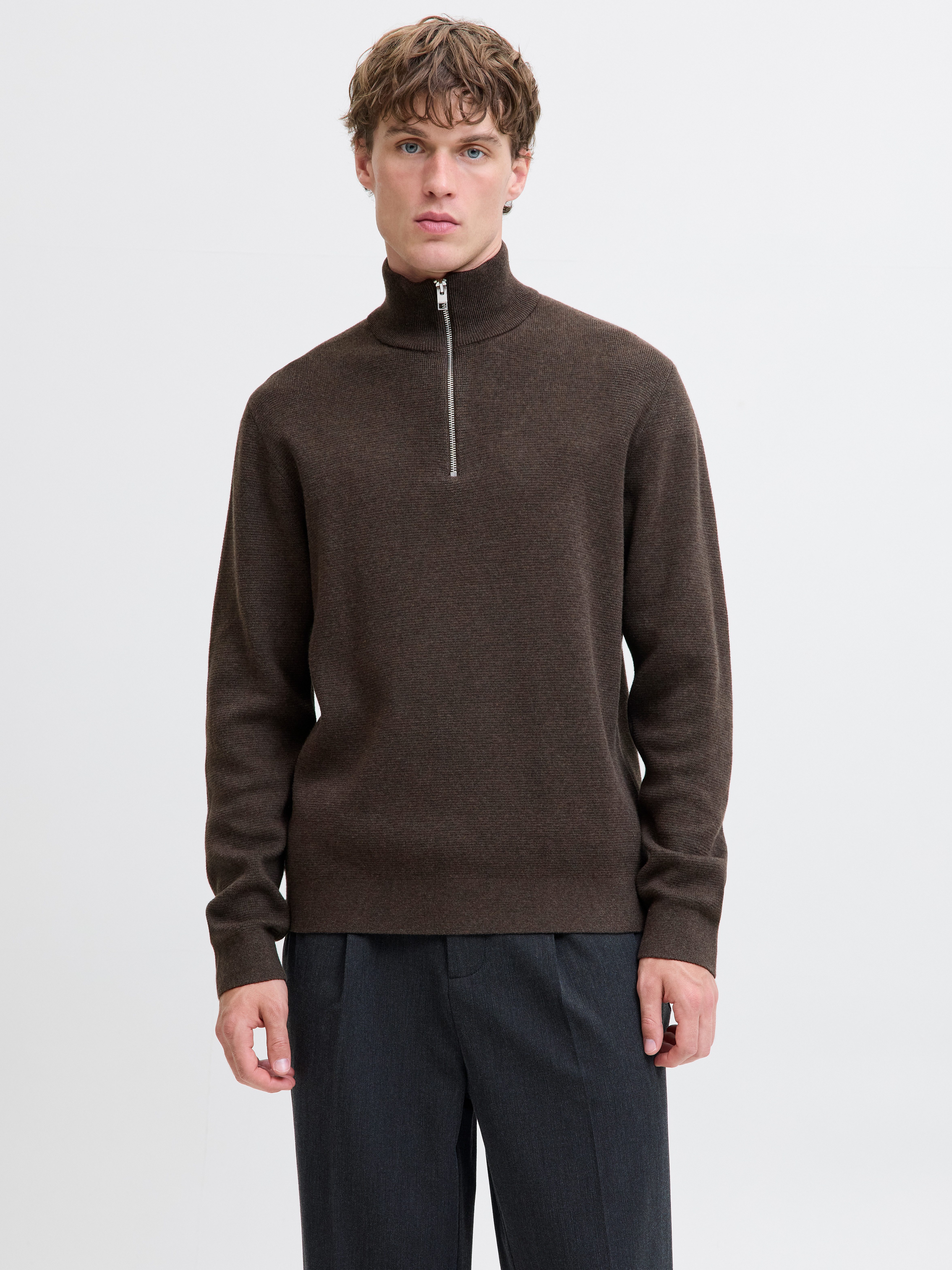 Jack & Jones Troyer JPRBLAMILANO STITCH KNIT HALF ZIP SN Baumwolle, relaxed fit