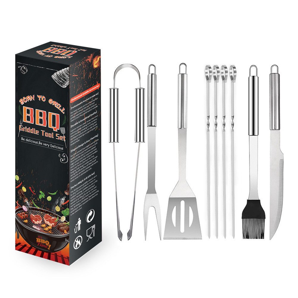 Blusmart Grillbesteck-Set 9-teiliges Grillbesteck-Set, (Professionelles Grillzubehör aus Edelstahl, 9 tlg., Zum Grillen und Kochen auf dem Grill), Kann als Geschenk für Männer und Frauen verwendet werden