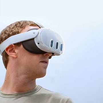 Tadow VR-Objektiv 4-in-1-Schutzhüllen-Set für Meta Quest 3 Virtual-Reality-Helm (Kristall-Etui,Objektivschutz,gehärtete Folie,staubdicht/sturzsicher)