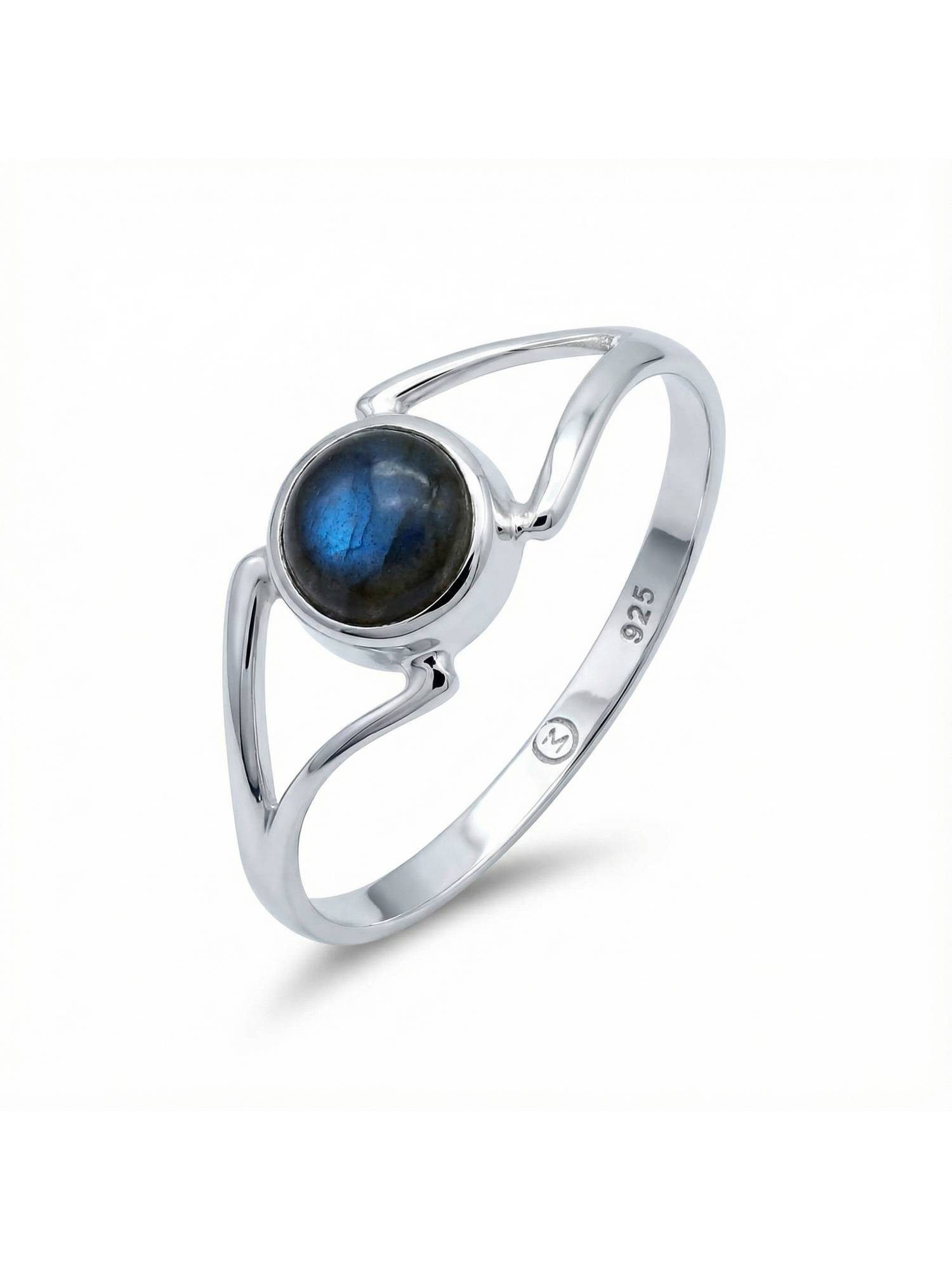 mantraroma Silberring TEKILI rund aus 925 Silber mit Labradorit (Ring mit Schmuckbeutel), Damenring aus 925er Silber