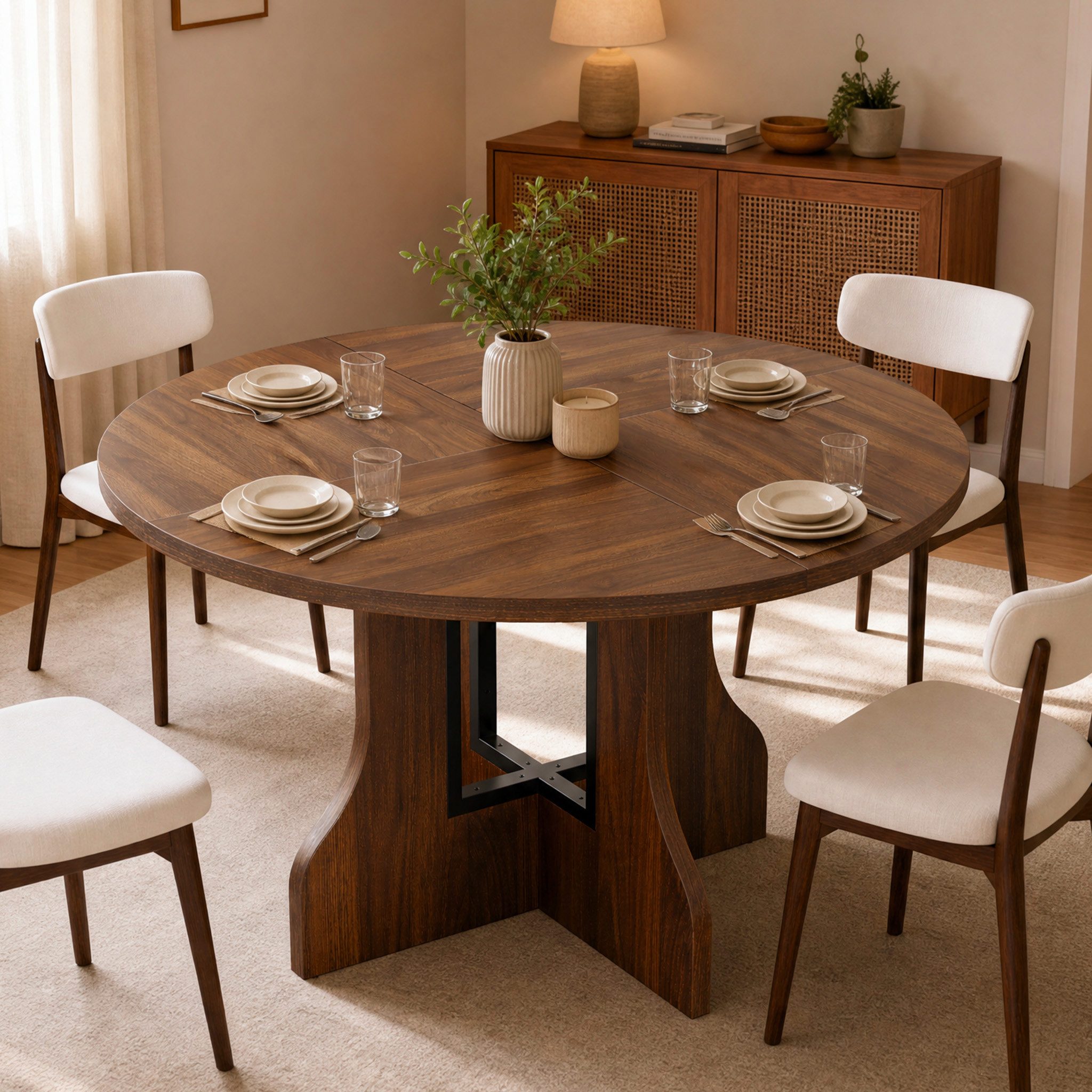 Mondeer Esstisch Rundtisch, 120 cm, Esszimmertisch Küchentisch, 4–6 Personen