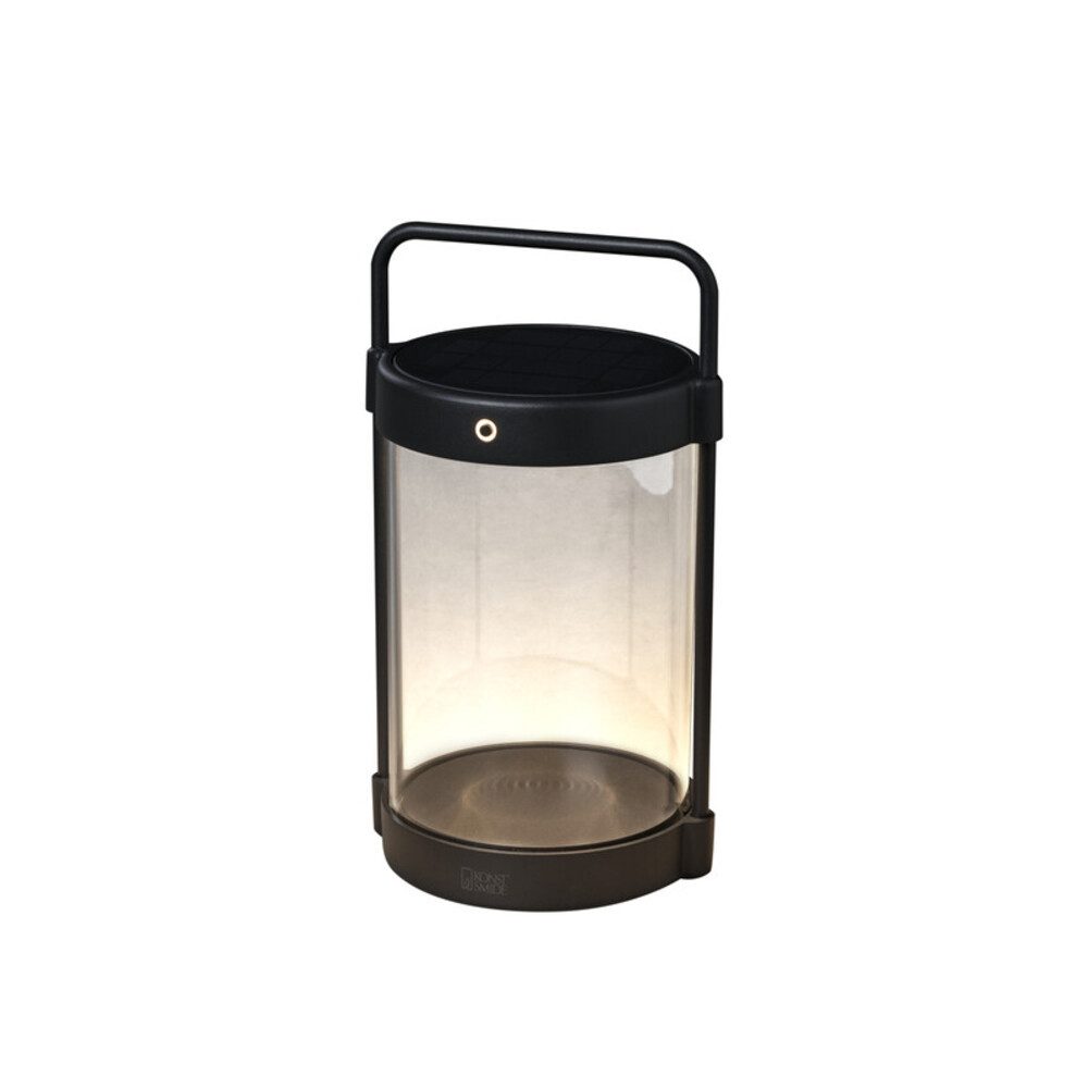KONSTSMIDE LED Laterne Aluminium, schwarz, Laterne, neutralweiß, 10lm, L150mm, wassergeschützt mit USB solarbetrieben, neutralweiß, warmweiß