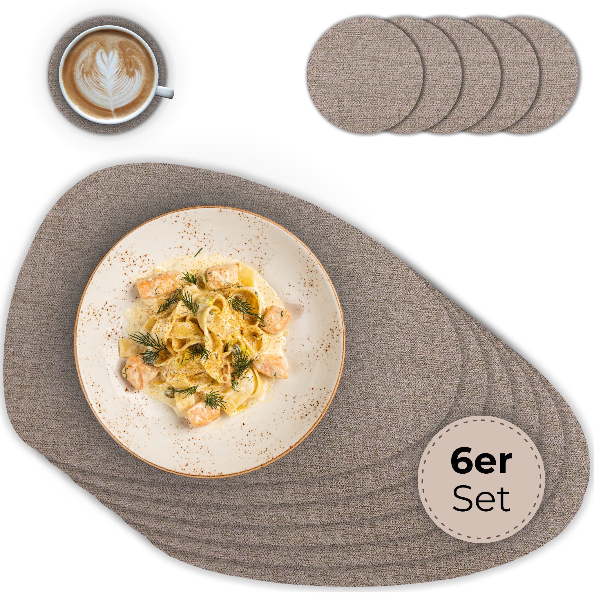 matches21 HOME & HOBBY Platzset Ovales Tischset mit Glasuntersetzer, 6er Se günstig online kaufen