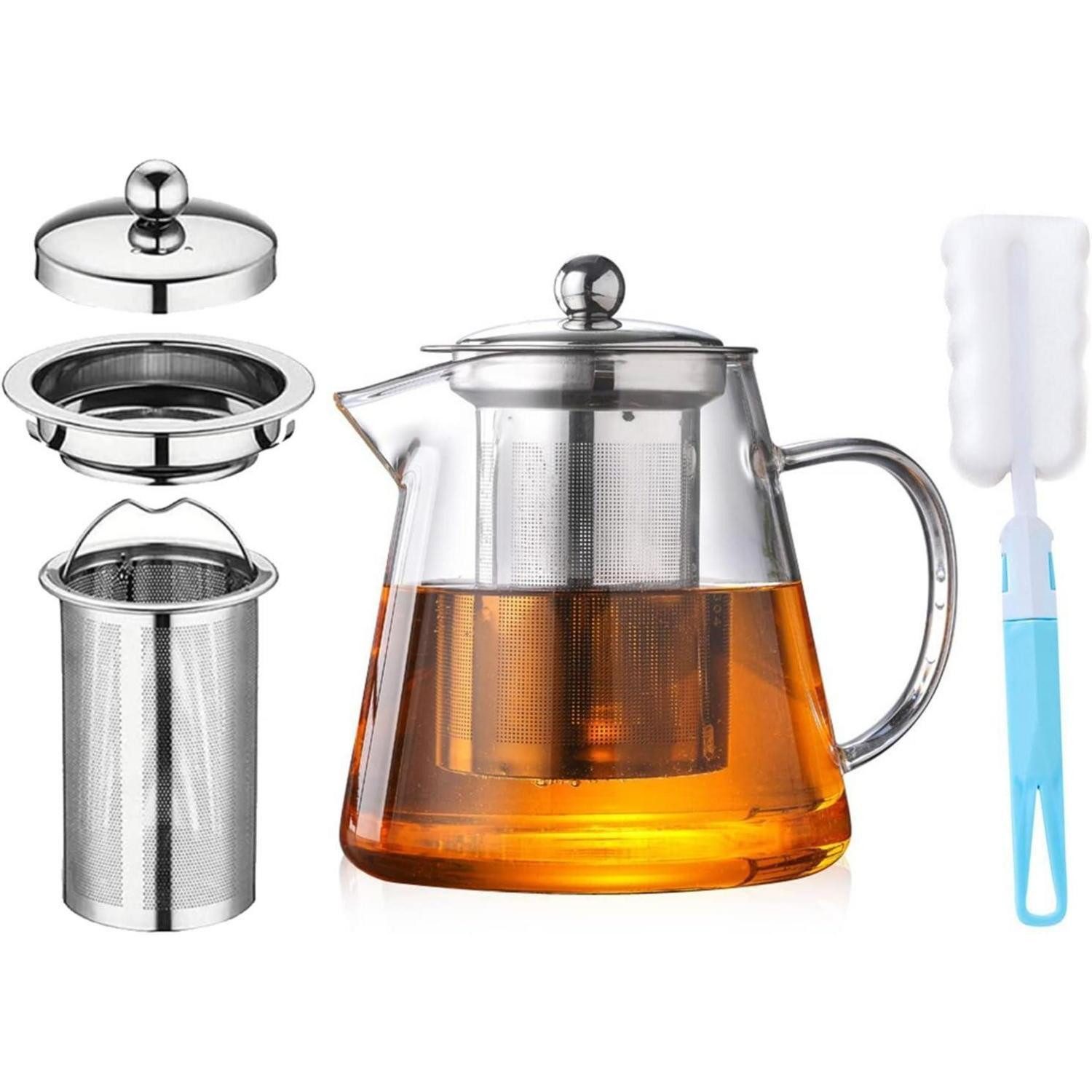 LuxusKollektion Teekanne Teekanne Borosilikatglas Teesieb Transparent Runden 550ML Neu