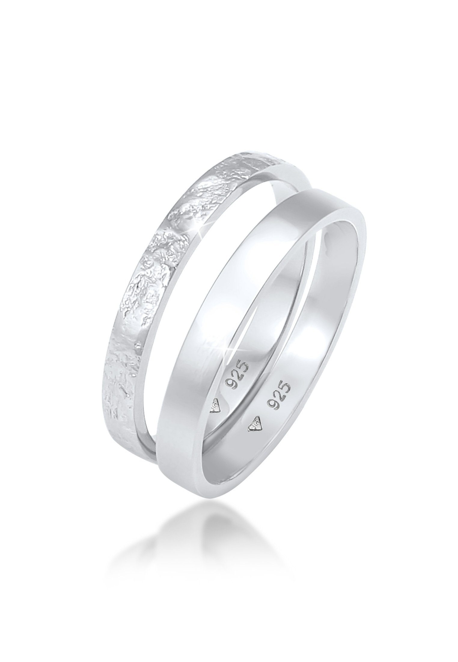 Ring-Set Bandring Basic Gehämmert (Set 2-tlg) 925 Silber