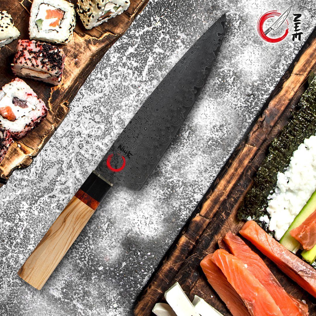 Küchenkompane Damastmesser ZEM Damastmesser Mokuzai – Chefmesser 20cm – 83 Lagen