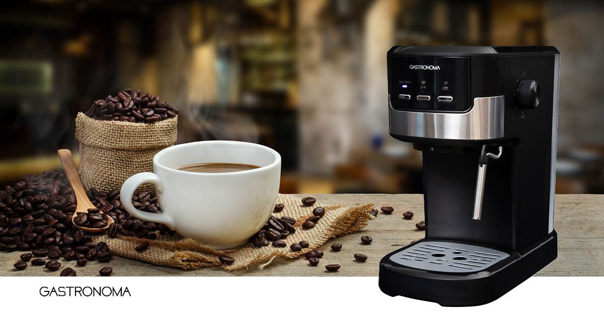GASTRONOMA Espressomaschine 18110002, Korbfilter, 15 bar Pumpendruck, Milchaufschäumer, für cremigen Espresso-Schaum