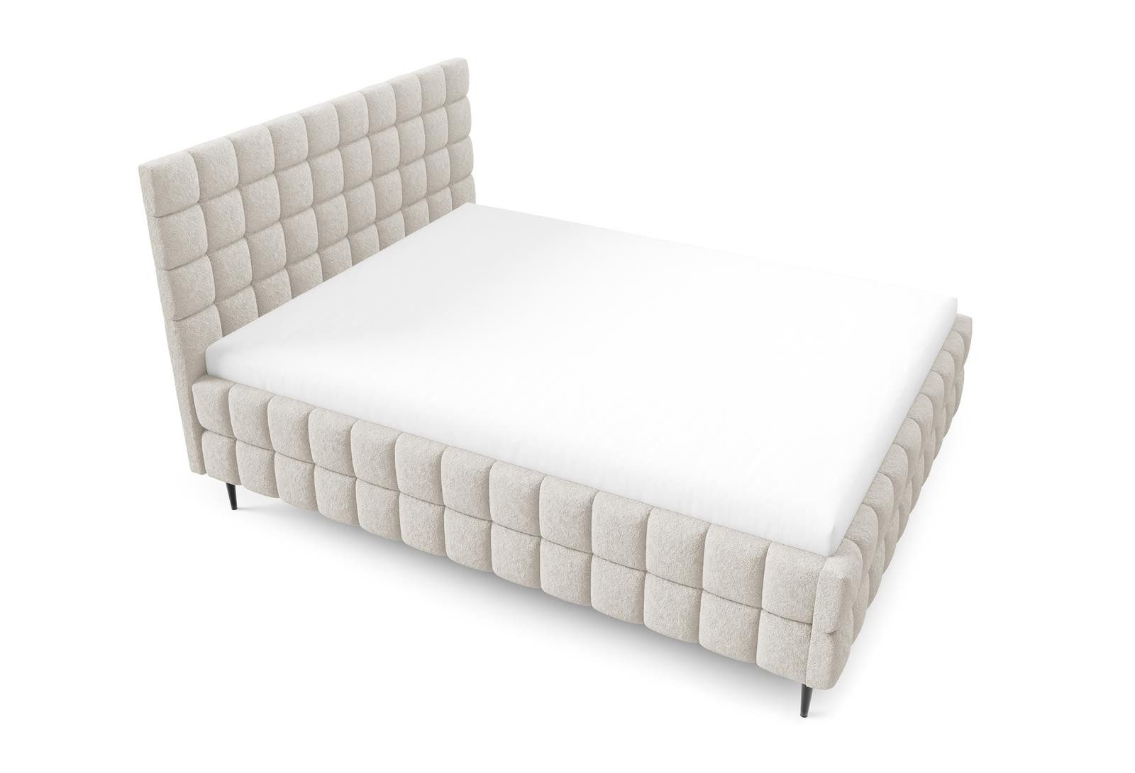 Compleo Polsterbett auf Füßen, gepolstertem Kopfteil, modern, Boucle stoff, MADE IN EU, TOPSSELLER