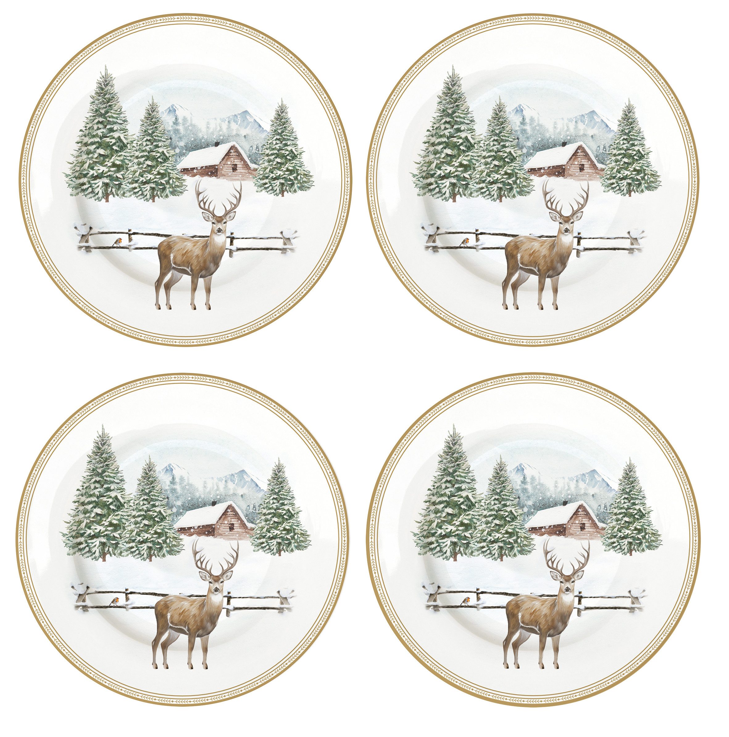 EasyLife Kuchenteller White Forest, Handwäsche empfohlen, Weiß, Motiv: Winterwald