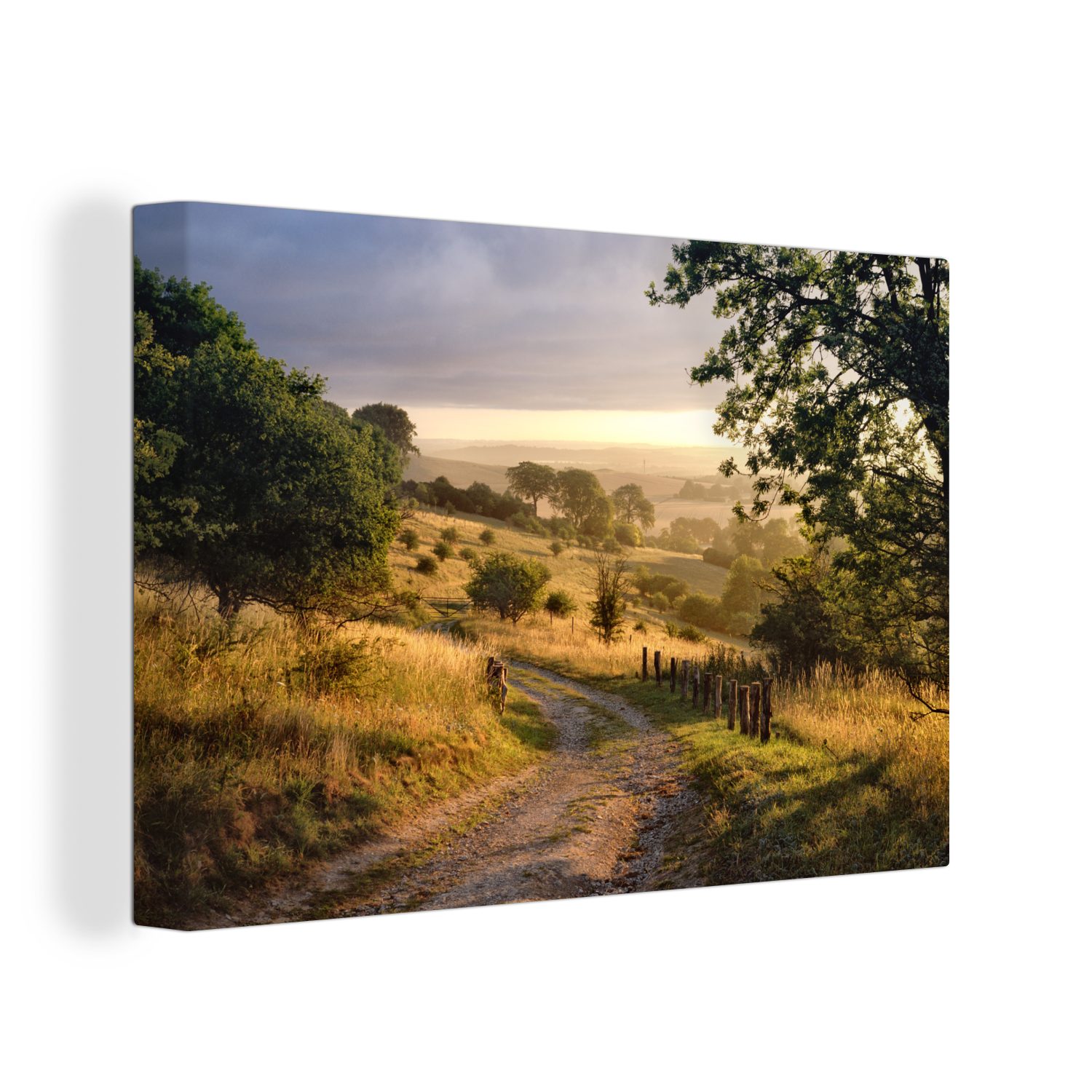 OneMillionCanvasses® Leinwandbild Sonnenschein auf den englischen Weiden, (1 St), Wandbild Leinwandbilder, Aufhängefertig, Wanddeko, 30x20 cm