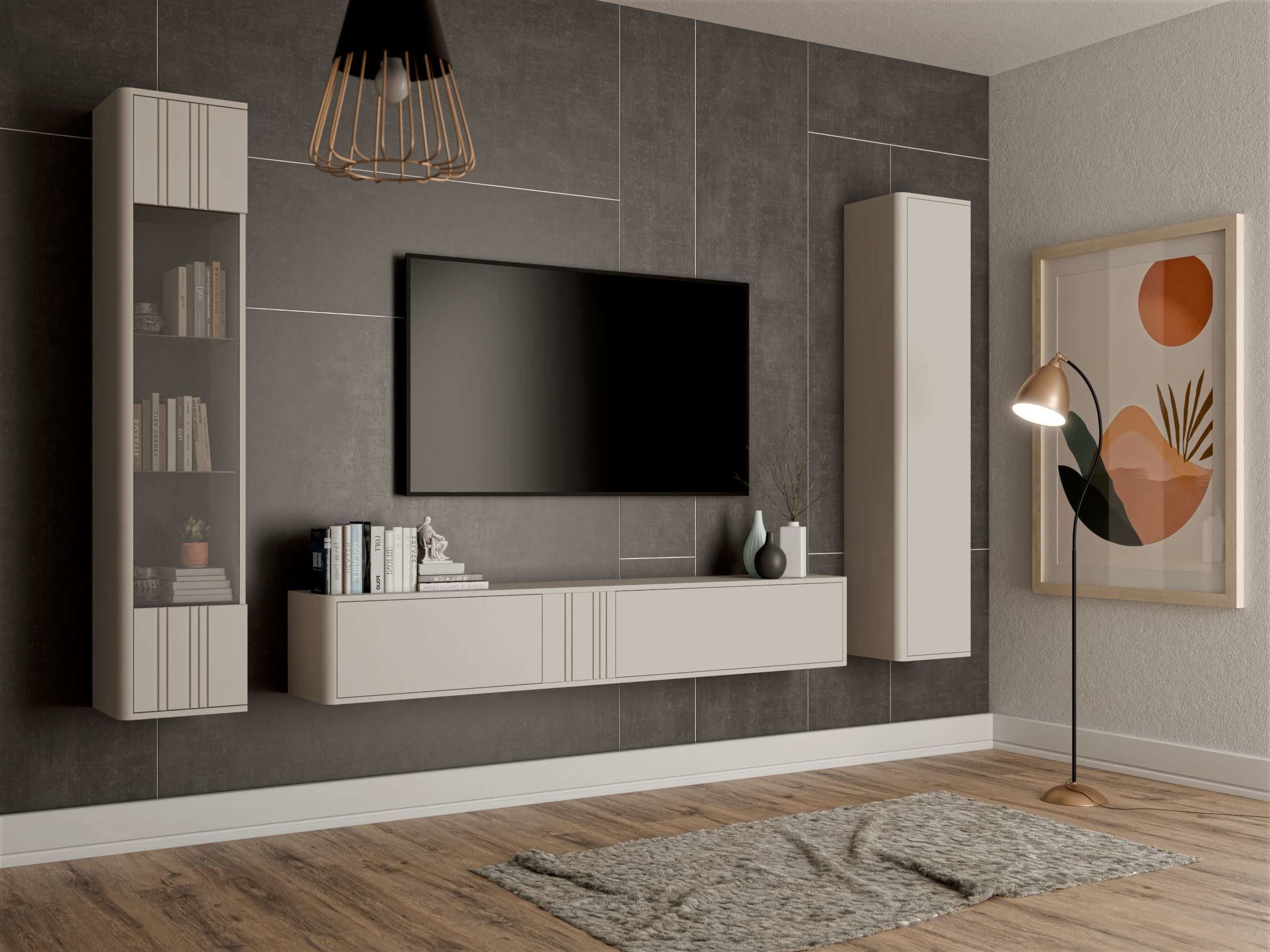 99rooms Wohnwand Liza, (Set (3-set), Garderoben-Set), Modern Design, Wandmontage nötig, Grifflos - PUSH-CLICK