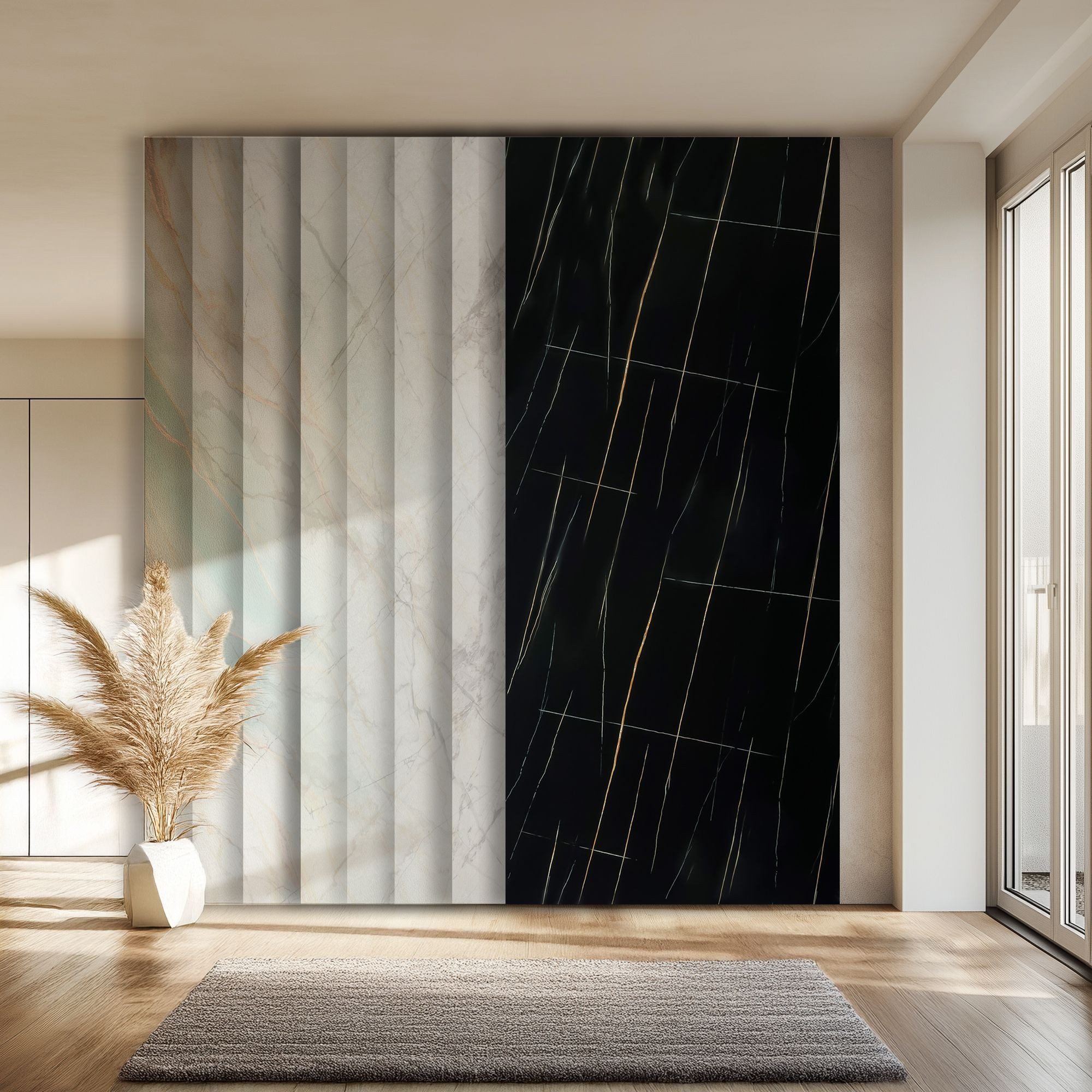 Hexim Wandpaneel, BxL: 122x280 cm, (Marmorplatten Optik 1 Stück 280x122 cm SPC Kunststoff Innen & Außenbereich Granit Steinoptik - Duschrückwand Küchenrückwand Spritzschutz Natursteinoptik schwarz (3,42 m² 8271) A-Serie)
