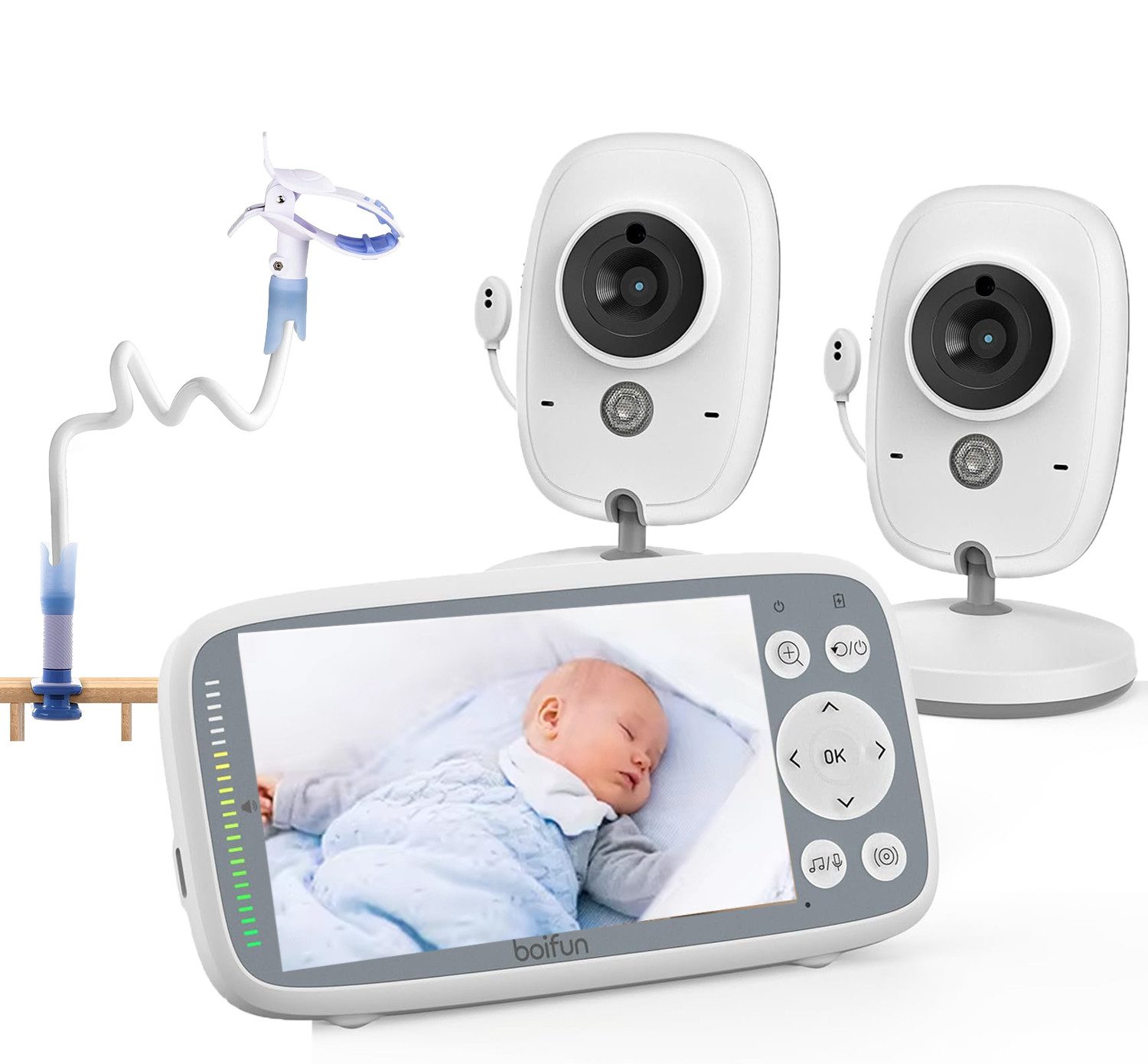 Babyphone Babyphone mit 2 Kameras VOX Nachtsicht Babyfon mit Halterung