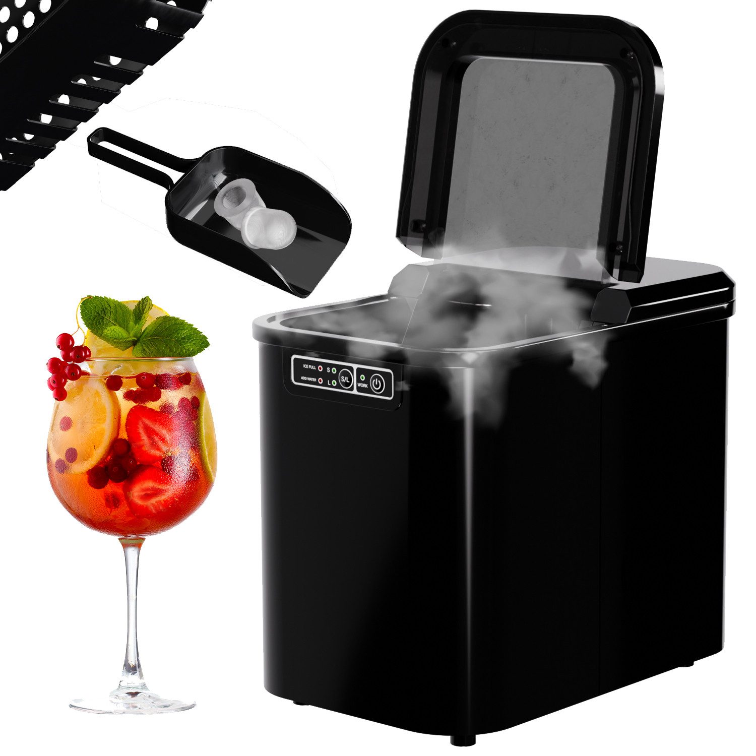 Eiswürfelmaschine Eiswürfelmaschine Ice Maker Eiswürfelbereiter inkl. Schaufel, Behälter