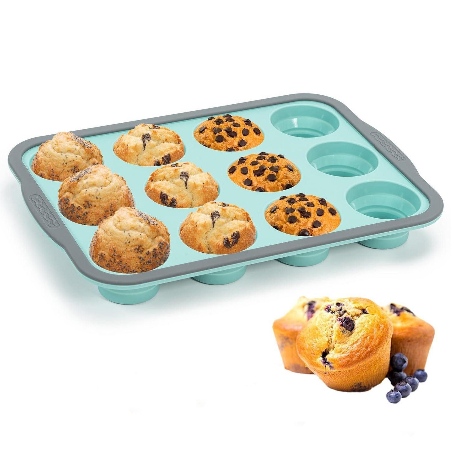 LuxusKollektion Muffinform Muffin Backform Silikon mit Metallrahmen Schwarz, (12-tlg)