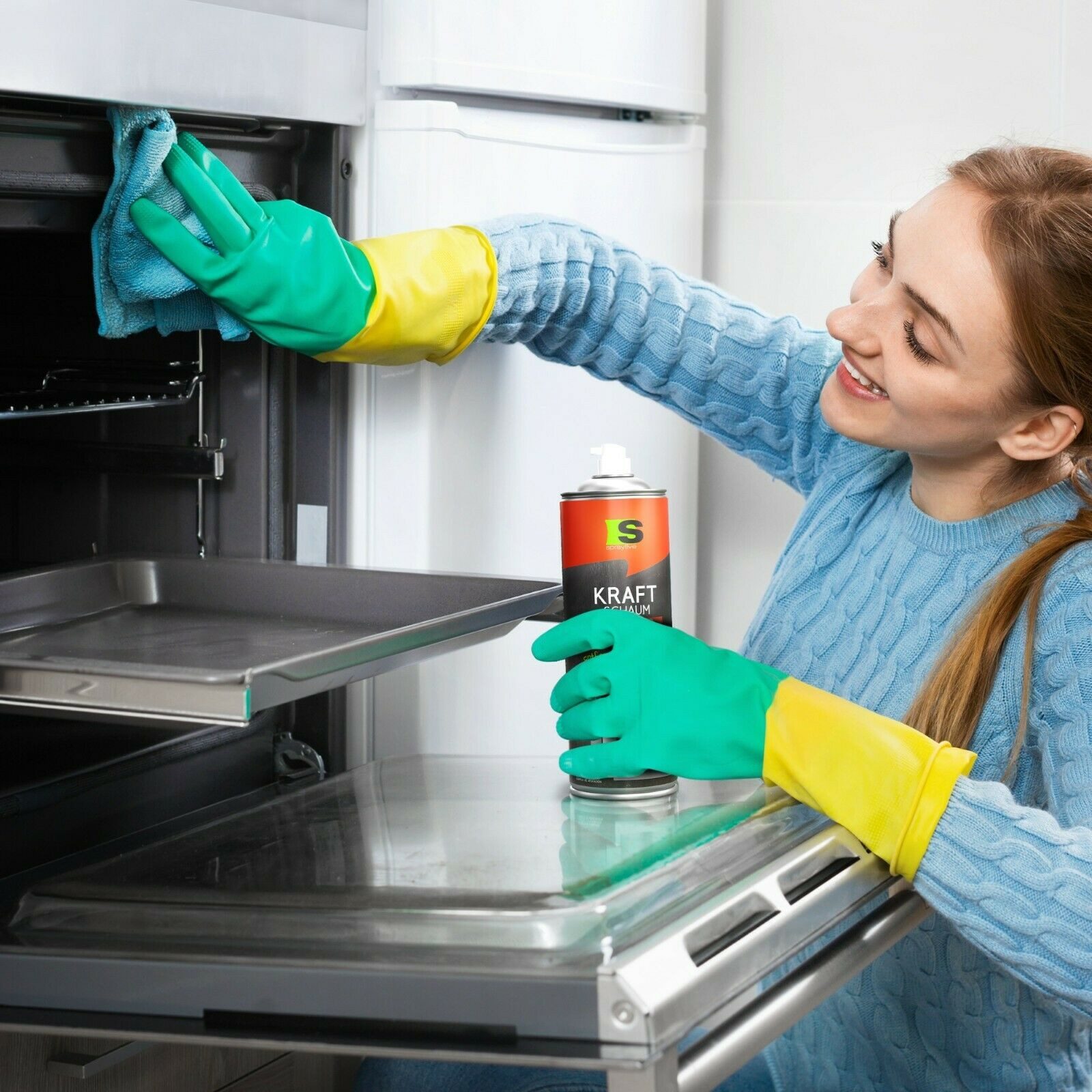 Spraytive 3x 500ml Reinigungsspray Backofen & Grillreiniger – Kraftschaum-Spray Backofenreiniger (Made in Germany)