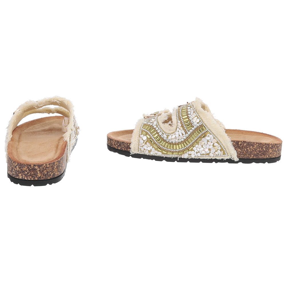 Ital-Design Damen Pantolette mit Schnallen und Komfortfußbett Pantolette (91742241) Flach Pantoletten in Gold – Bild 5 von 5