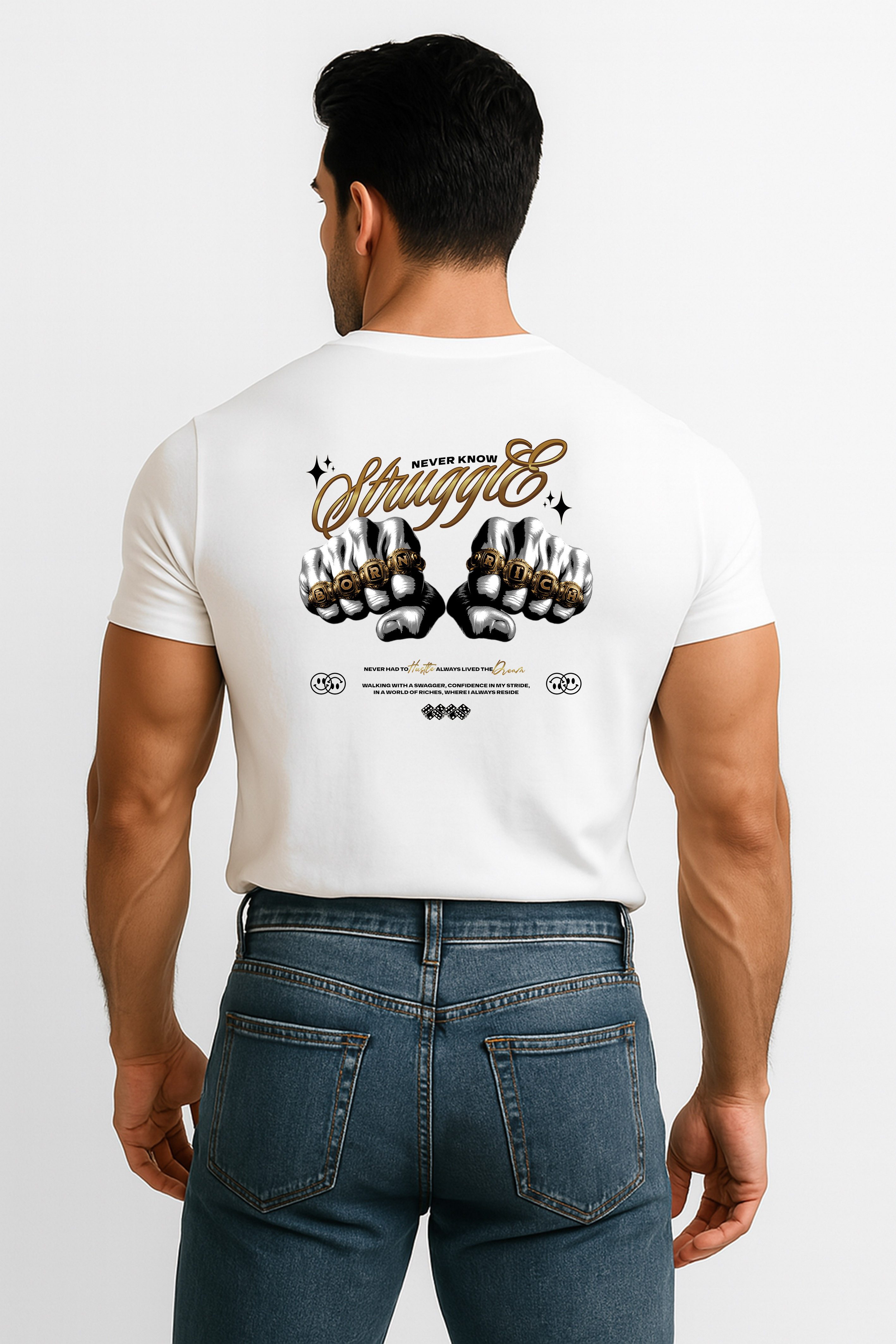 Banco Print-Shirt Herren mit Rückenprint „Never Know Struggle“ langlebiger günstig online kaufen