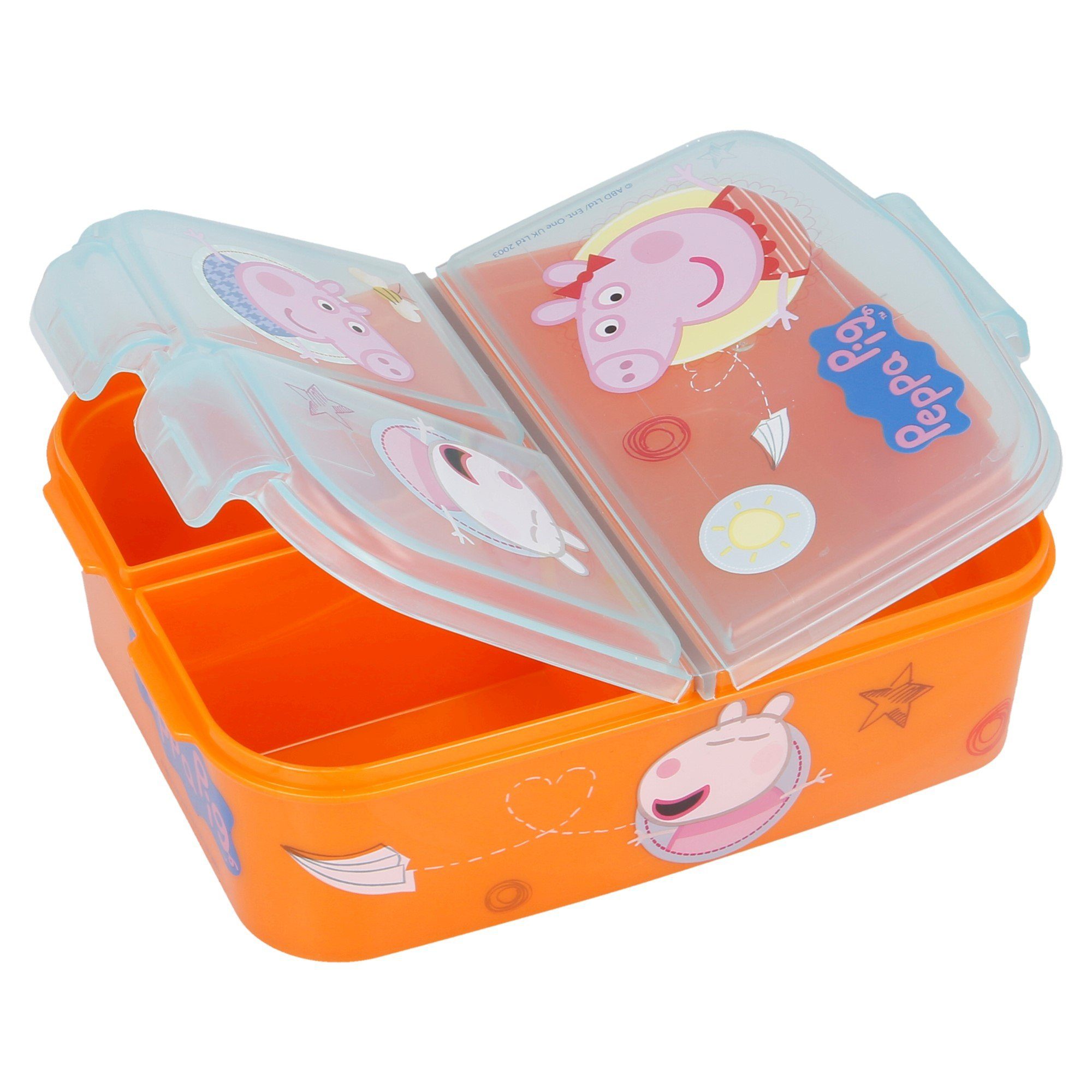 BPA mit 3-Fach-Unterteilung orange Peppa frei Lunchbox Peppa Pig Wutz, Brotdose Kunststoff, Kinder