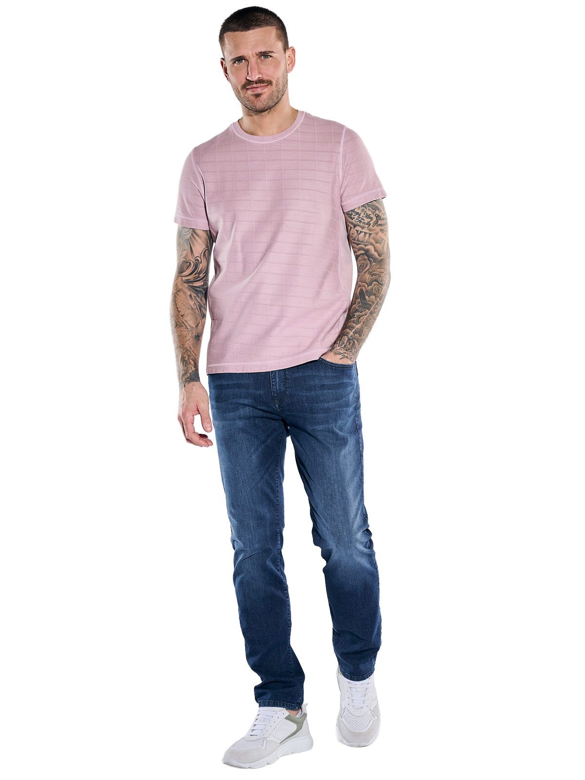 emilio adani T-Shirt Herren Rundhals T-Shirt, Rosa