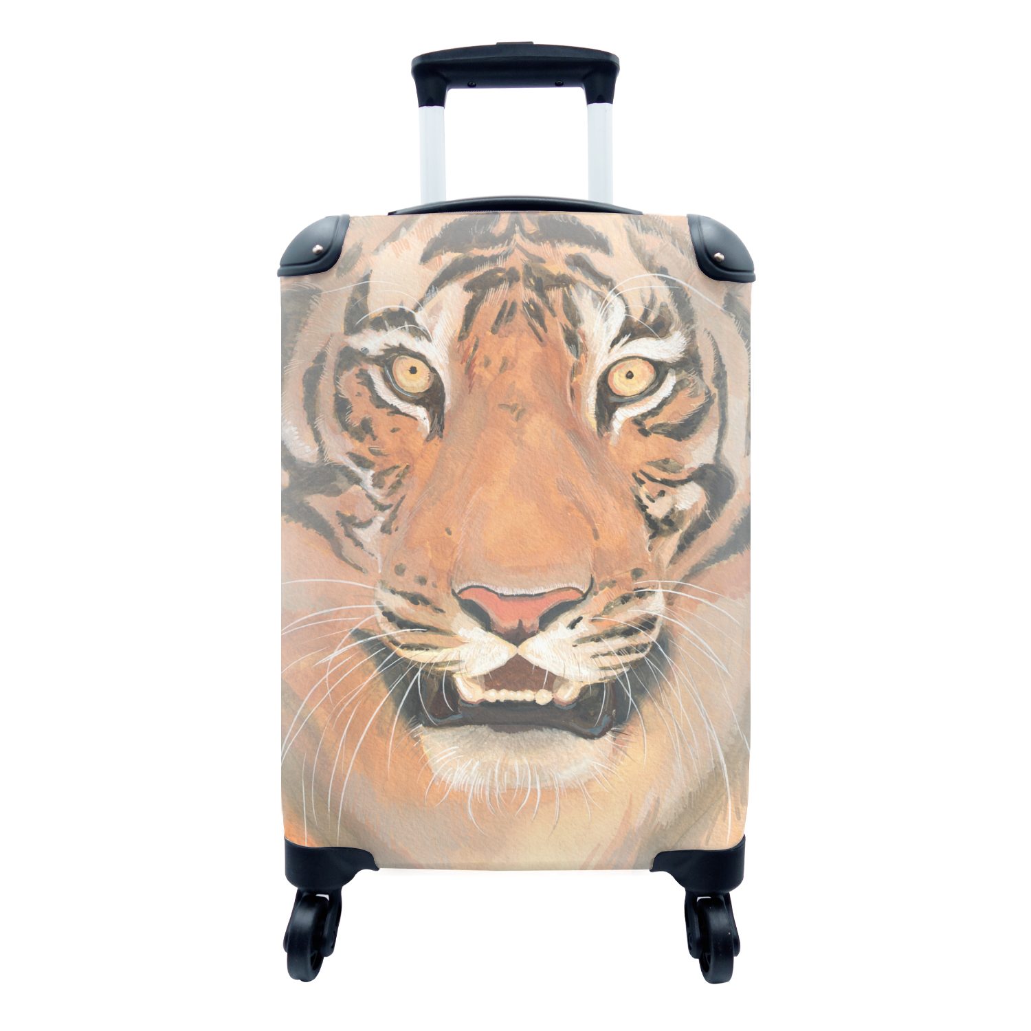 Reisekoffer Tiger für - Trolley, - Handgepäck 4 Farbe Zähne, Handgepäckkoffer Ferien, mit rollen, Rollen, MuchoWow Reisetasche