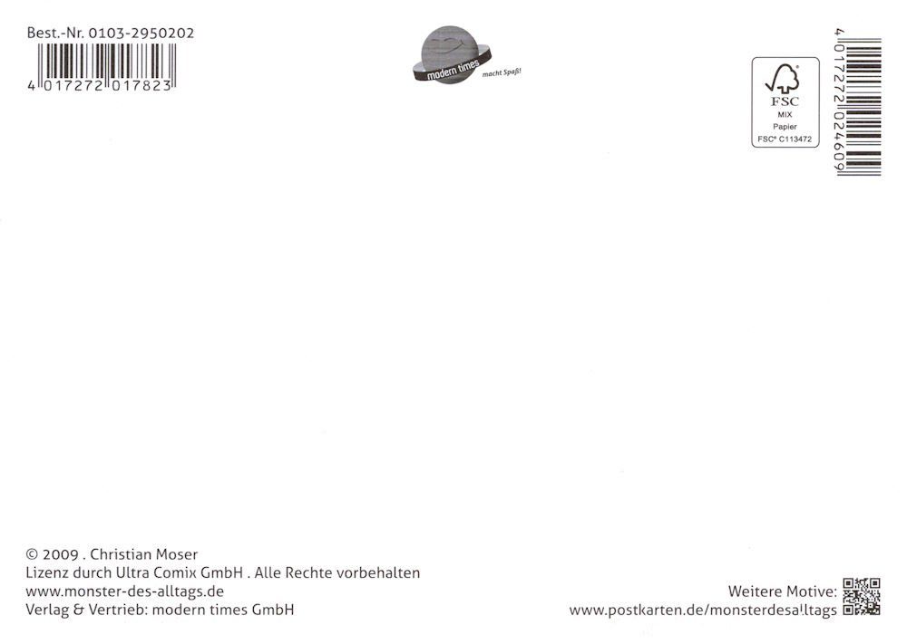 Postkarte "Monster - 17: der" des Alltags groll, No