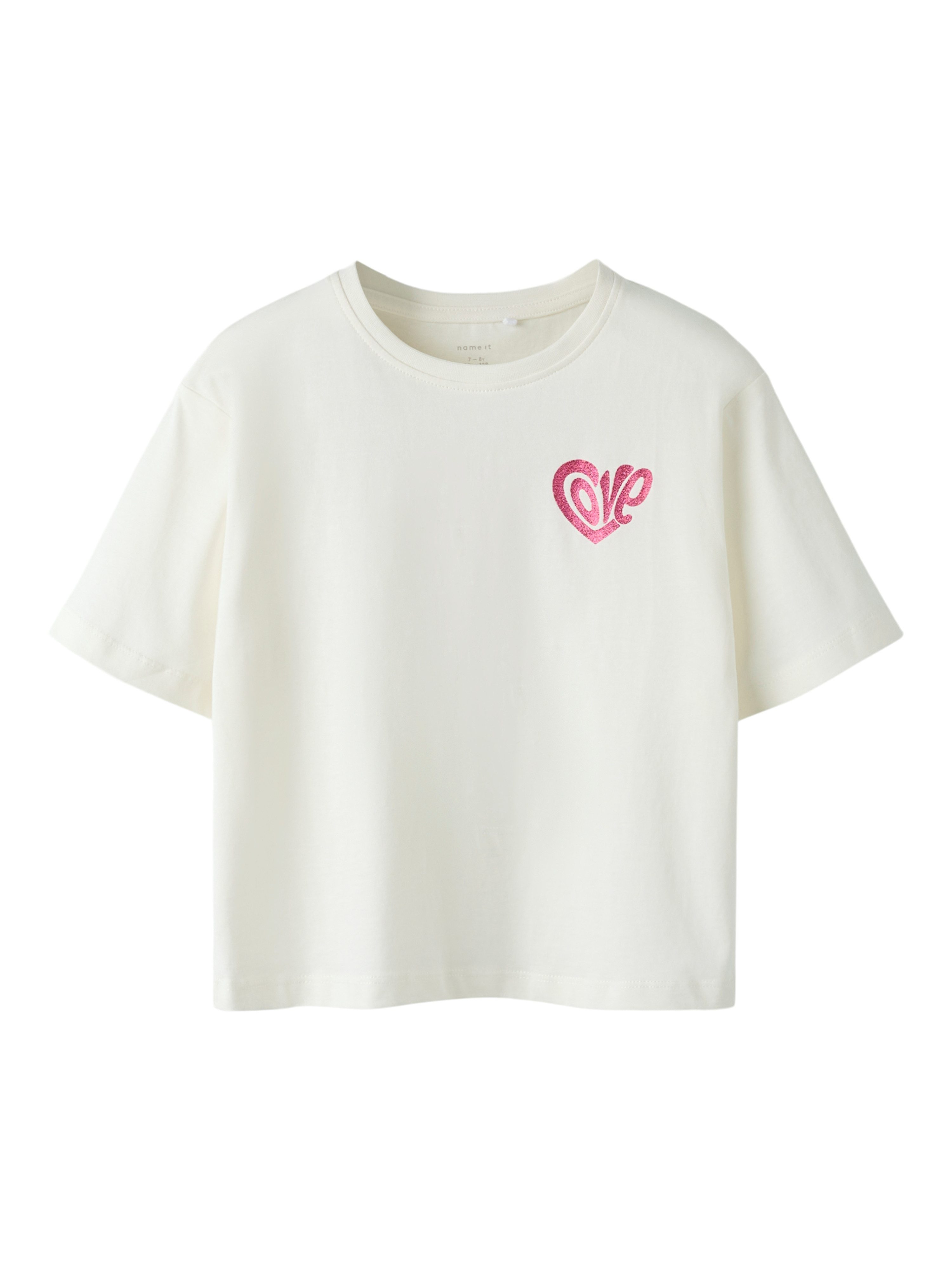 Name It T-Shirt NKFFANNI SS NREG SH TOP PS vorne und hinten mit Glitzermotiv