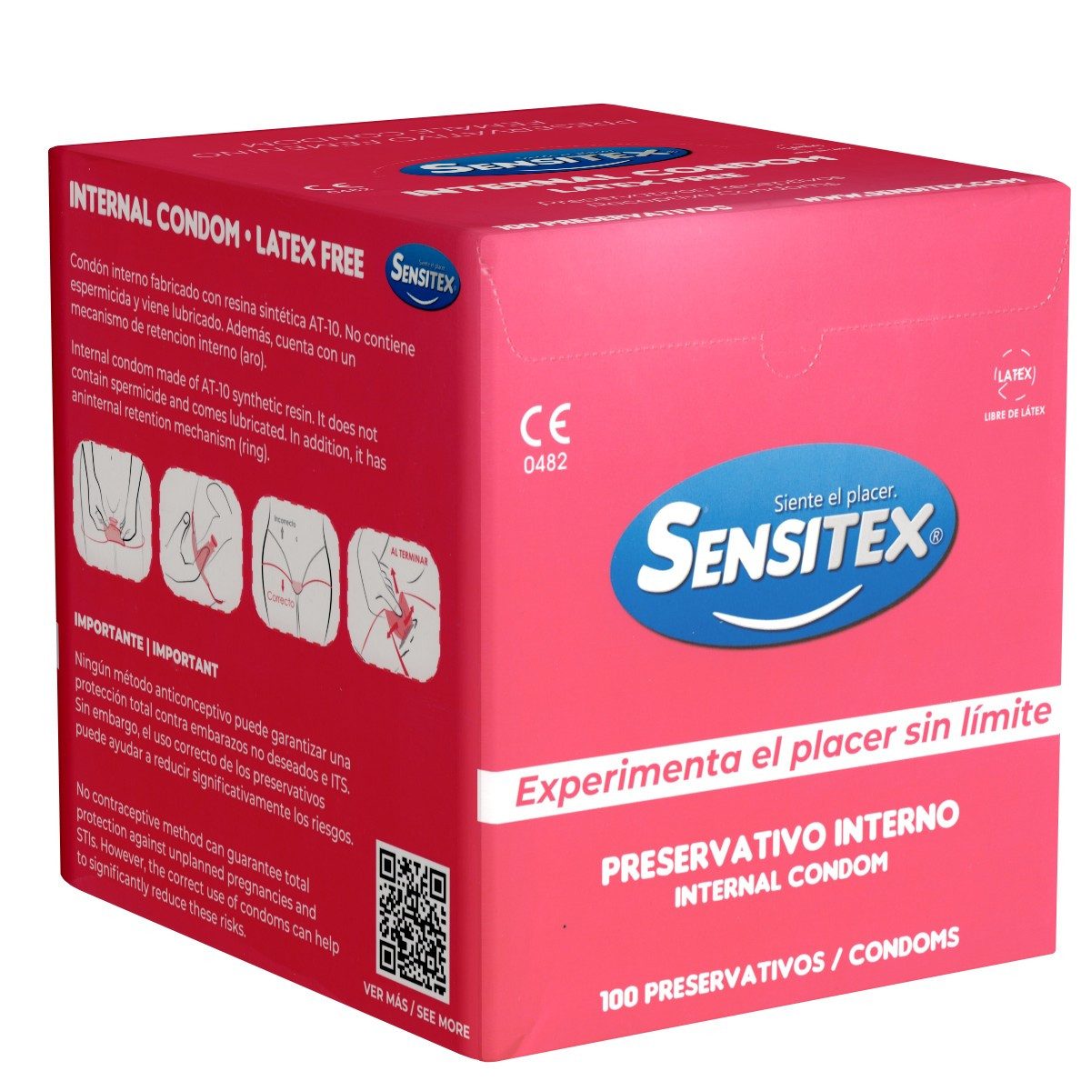 Sensitex Kondome Internal Condom Packung mit, 100 St., Kondomslips mit integriertem Frauenkondom, hypoallergene, latexfreie Frauenkondome mit Ring