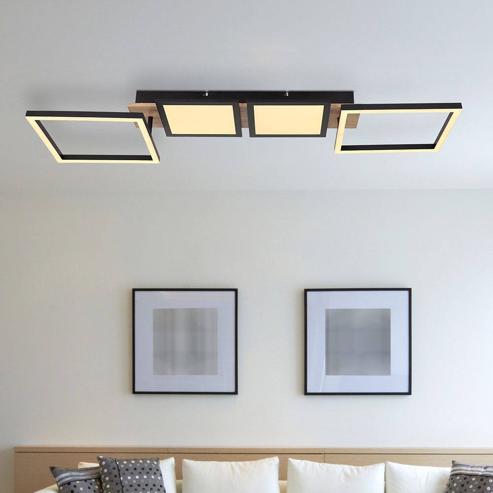 Deckenlampe schwarz LED verbaut, LED Deckenleuchte, LED-Leuchtmittel etc-shop fest Deckenleuchte Holzoptik Wohnzimmerlampe mit-