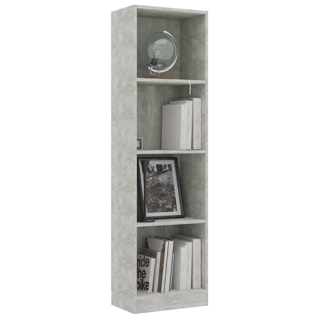 furnicato Bücherregal 4 Fächer Betongrau 40x24x142 Holzwerkstoff cm