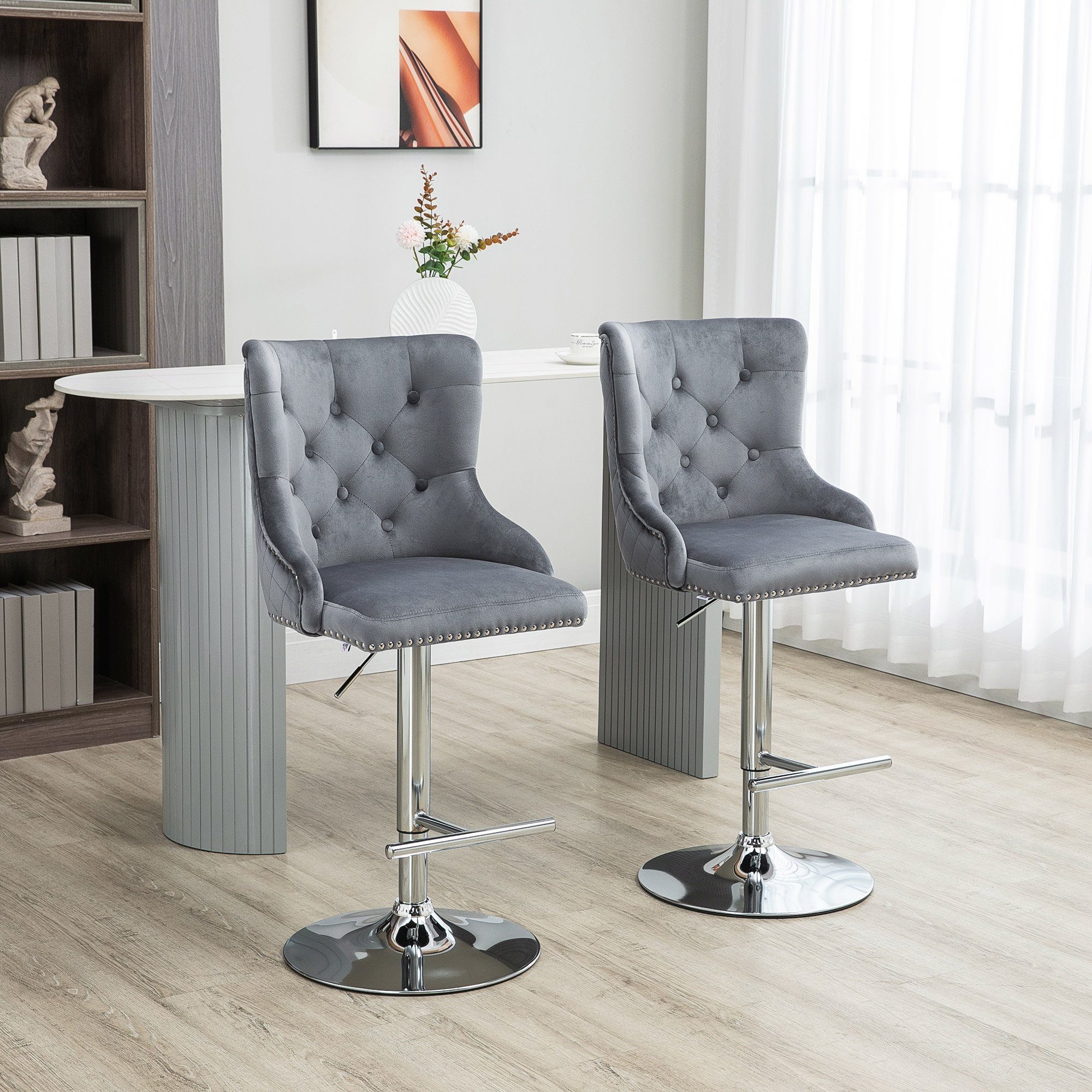 HOMCOM Barhocker Drehstühle mit Fußstütze (Wohnzimmerstühle, günstig online kaufen