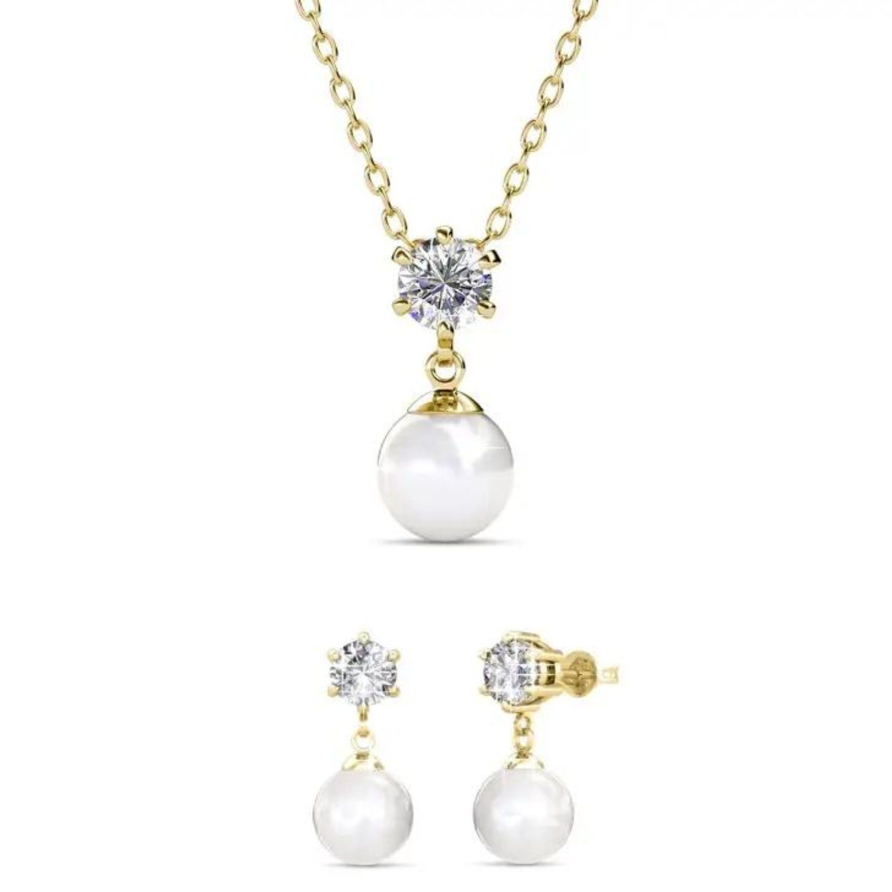 Schmuckset 3-tlg. Pauline: Goldkette & Gold-Ohrringe