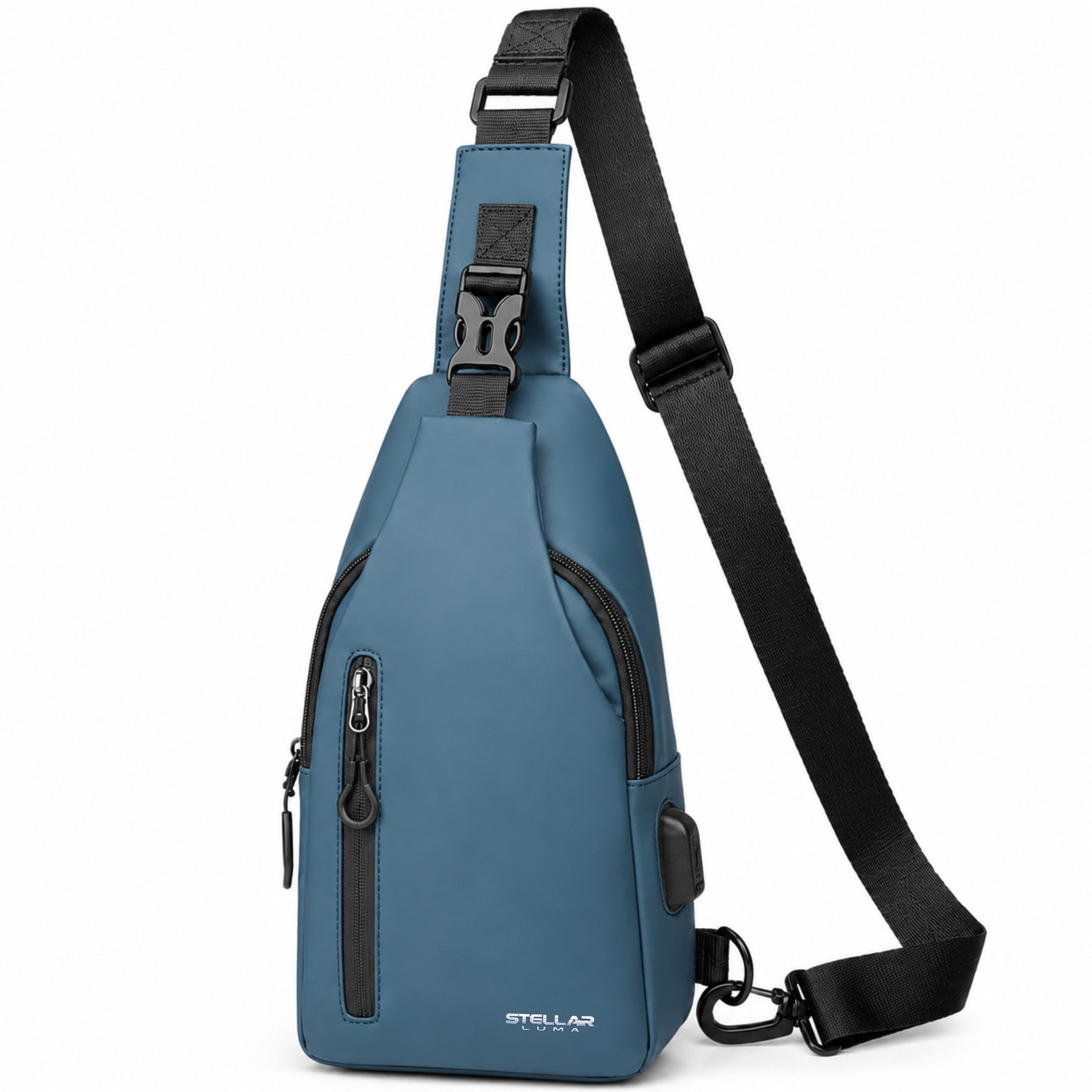 StellarLuma Umhängetasche Herren Tasche Umhängetasche Brusttasche Schultertasche Crossbody (Erhältllich in drei verschiedenen Farben), 3 Fächer, Kopfhöreröffnung und wechselbarer Schultergurt fürs Tragen