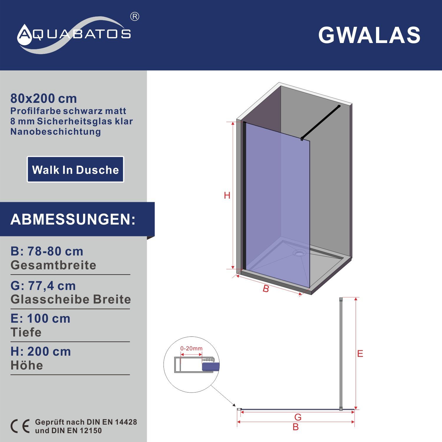 AQUABATOS Duschwand Duschabtrennung walk in Dusche günstig online kaufen