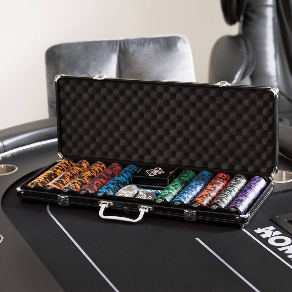 HOME DELUXE Spieltisch LED Pokertisch inkl. Pokerkoffer und Stühle STRAIGHT FLUSH, (1-tlg), 213 x 106 x 78 cm - für 9 Personen, inkl. Getränkehalter & Chiptray – Bild 5 von 5